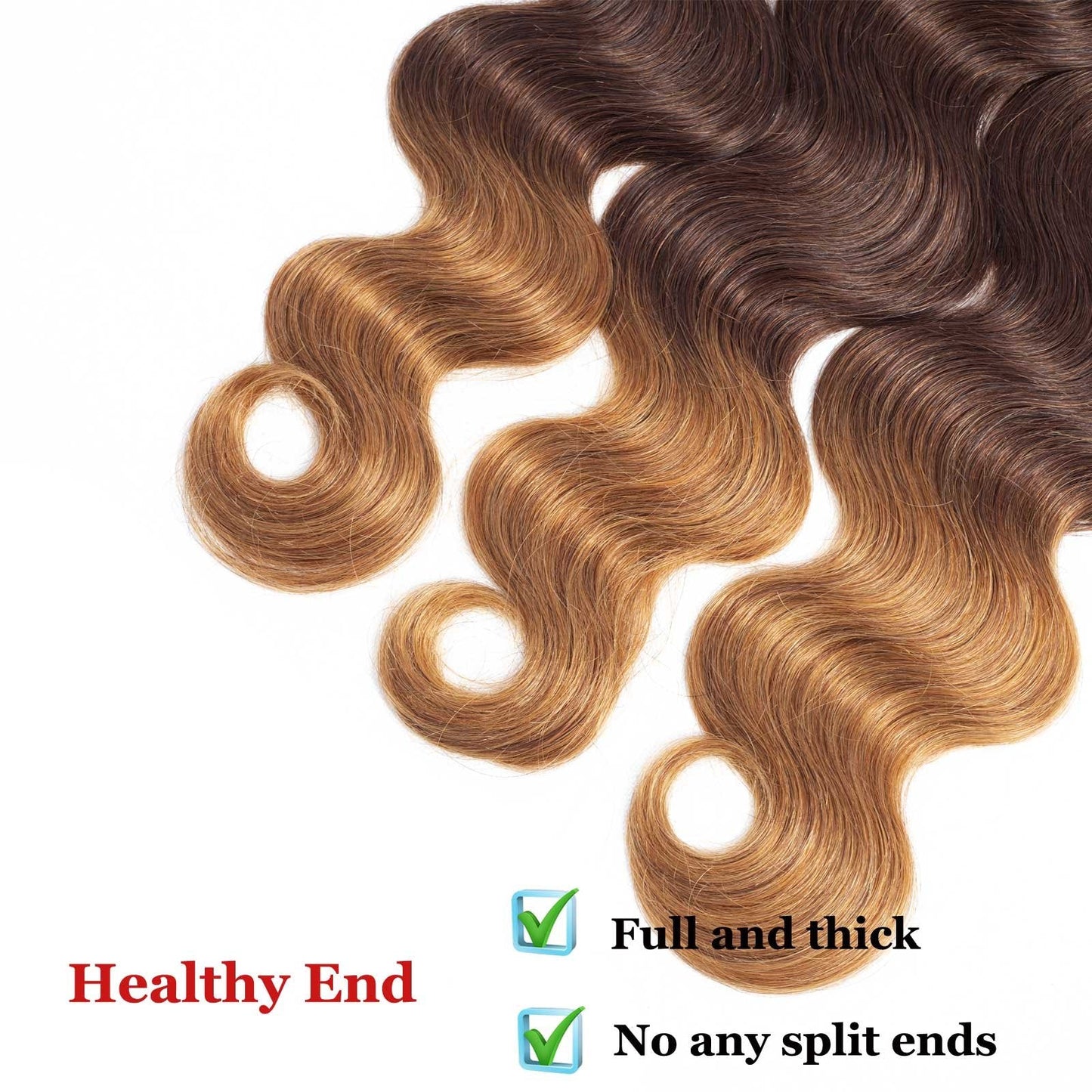 DAYRISE Ombre Body Wave Bundles Brazilian Virgin Human Hair Bundles Ombre Human Hair Extensions 3 Tone Mixed 1B/4/30 Color (14 16 18) Ombre Bundles Body Wave 3 Bundles
