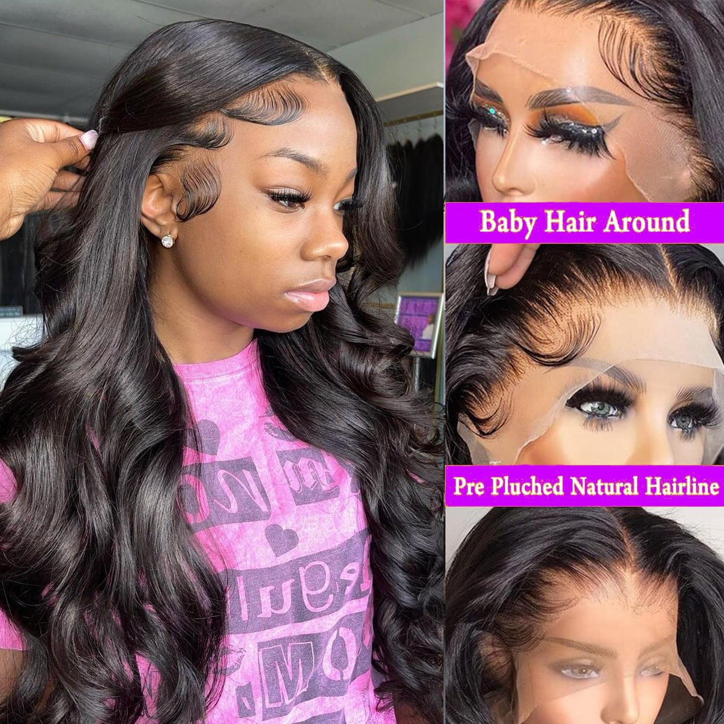 SUNKASA 18 Inch Lace Front Wig Human Hair Body Wave Wigs for Black Women HD 13x4 Lace Frontal Glueless Wigs Human Hair Pre Plucked With Baby Hair Natural Color