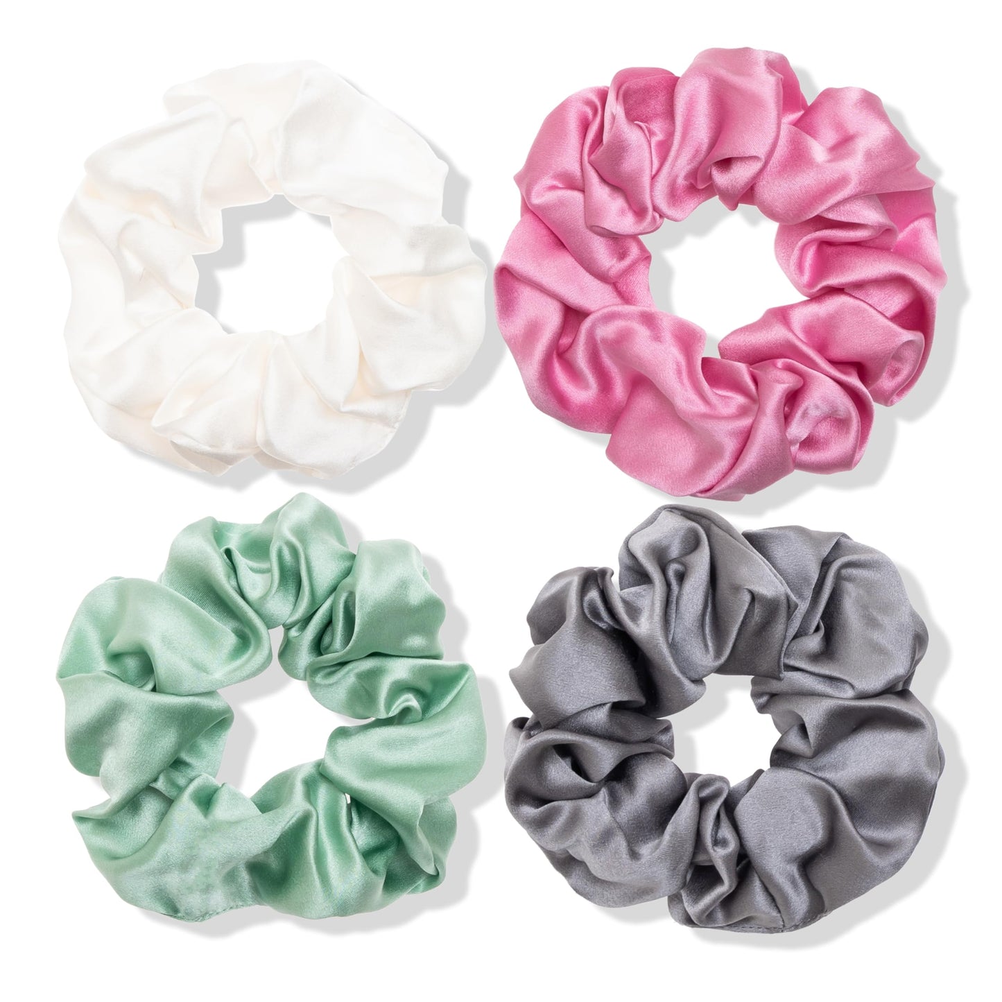 MurierSilk Mulberry Silk Hair Scrunchies & Ponytail Holders - 100% Pure Silk Elastics for Women & Girls, 4pcs Large Hair Accessories Preventing Frizz & Breakage