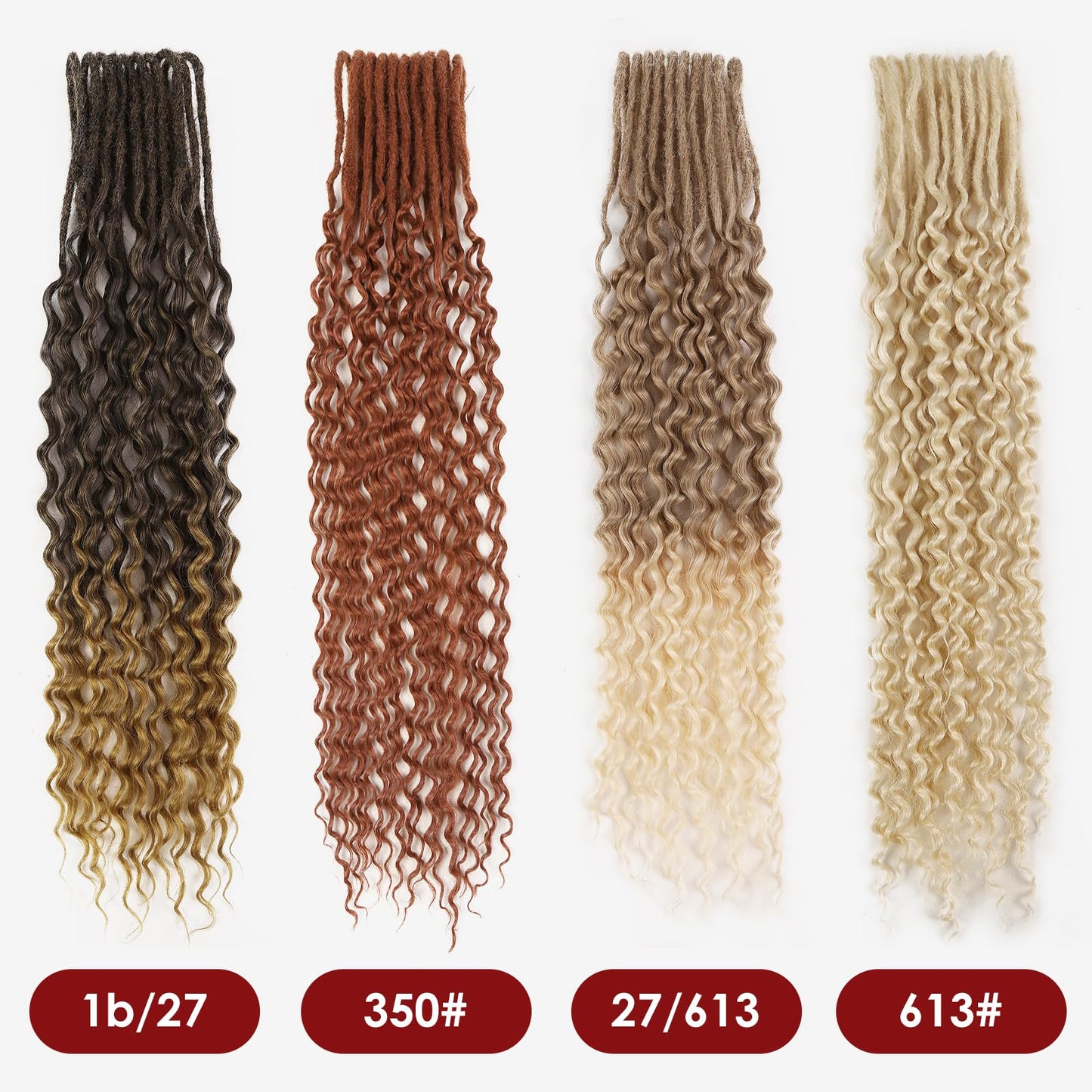 HANNE Double Ended Curly Dreadlock Extensions for Black Women and Men 24 Inch 10 Strands Ombre Blonde Curly Synthetic Wavy Dreadlock Extensions (24 inch, MT27/613)