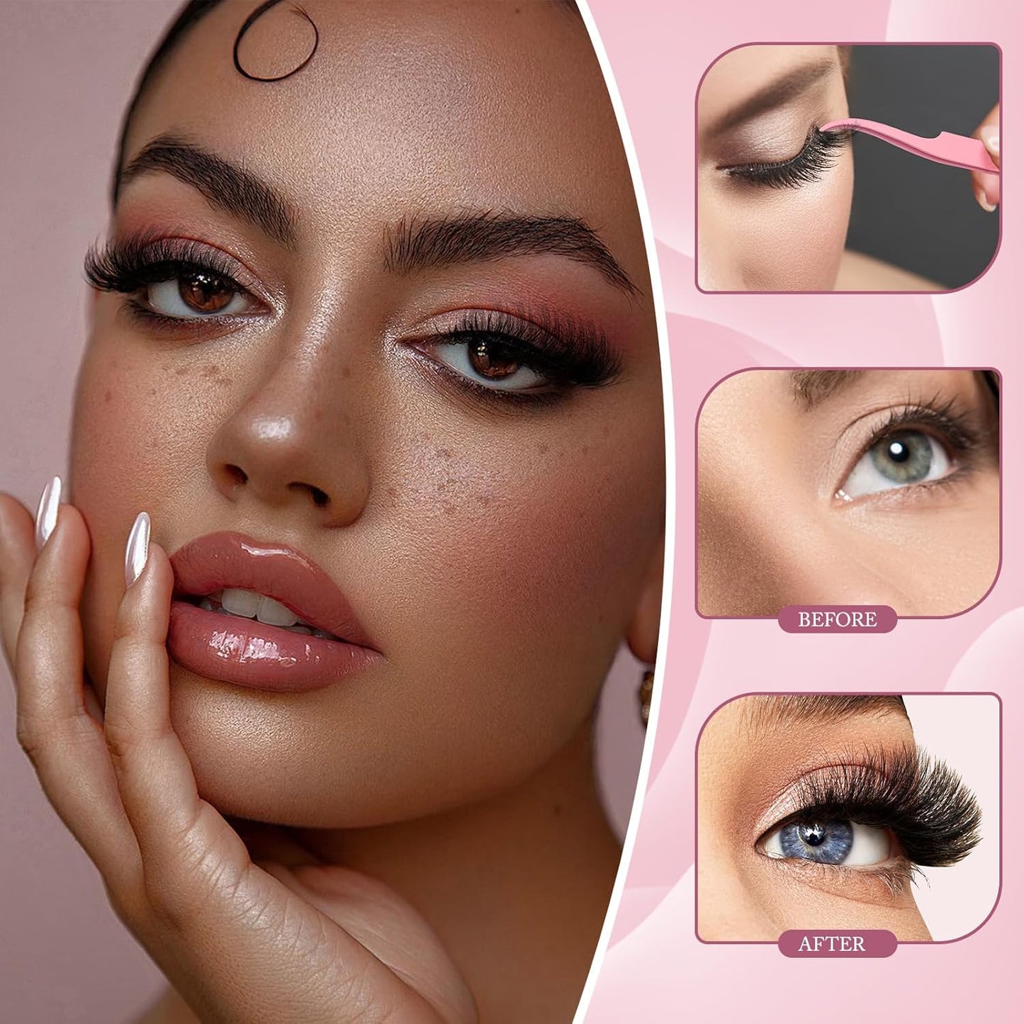 3 Styles Lashes Cluster Kit 720Pcs Eyelash Extensions Kit 40P+60P+80P Bulk Pack D Curl Volume False Eyelashes DIY Individual Wispy Fake Eye Lashes Combo Packs with Bond&Seal |Tweezers | Removers