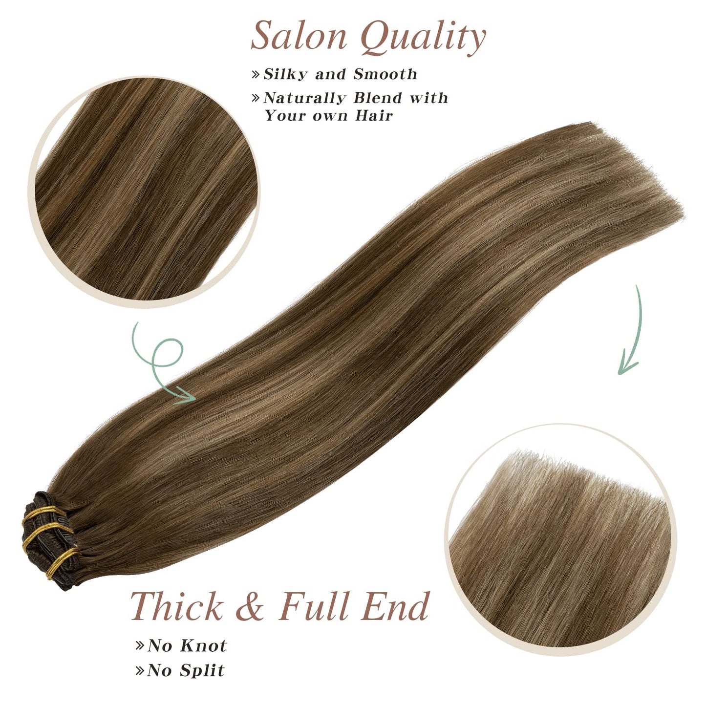 SEGO Hair Extensions Clip In Extensions Real Human Hair Seamless Balayage Clip in Hair Extensions Double Weft For Women Natural Straight 14/16/18/20/22″ 7PCS 120g