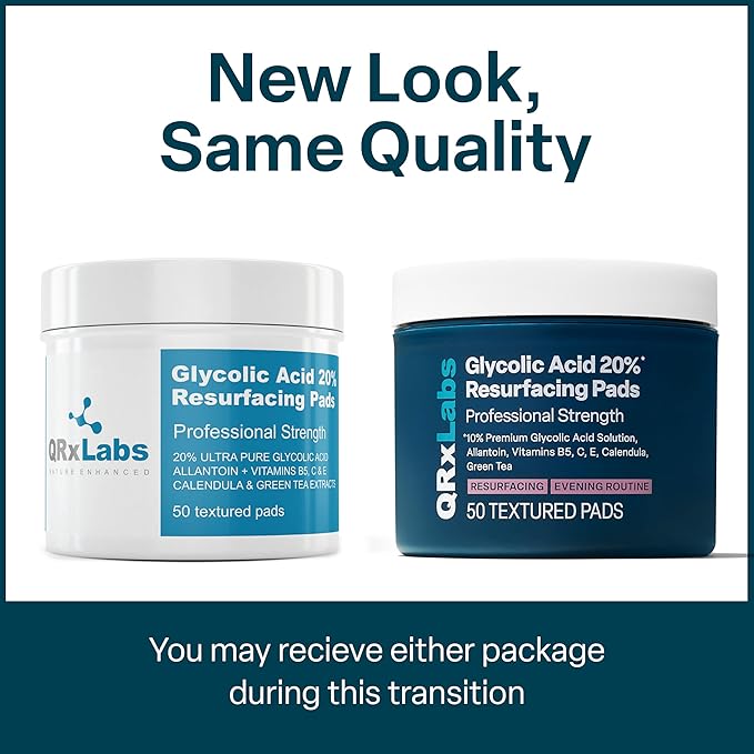 Glycolic Acid 20% Resurfacing Pads for Face & Body with Vitamins B5, C & E, Green Tea, Calendula, Allantoin - Exfoliates Surface Skin and Reduces Appearance of Fine Lines and Wrinkles - Peel Pads