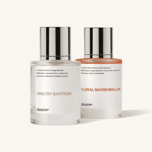 Dossier - PACK of 2 - Eau de Parfum - Floral Marshmallow (1.7 Fl Oz) - Ambery Saffron (1.7 Fl Oz) - Perfume Luxury - Pure Infused - Paraben Free - Vegan - Feminin - For Women