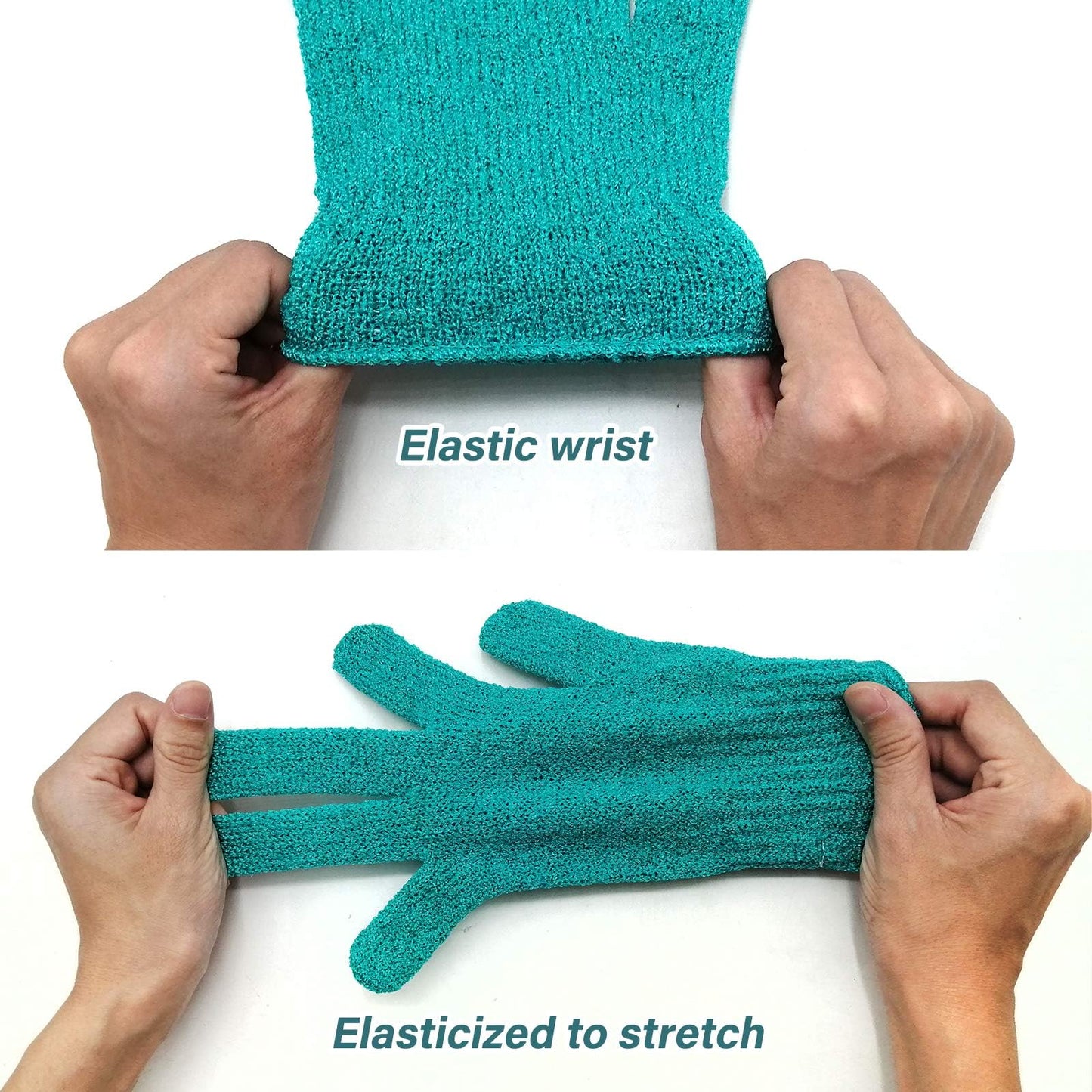 MIG4U Shower Exfoliating Scrub Gloves Medium to Heavy Bathing Gloves Body Wash Dead Skin Removal Deep Cleansing Sponge Loofah for Women and Men 5 Pairs 5 Colors