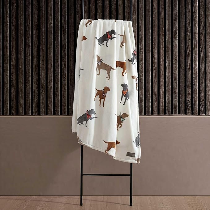 Eddie Bauer - King Blanket, Ultra Plush Bedding, Lightweight Home Decor for All Seasons (Dogs with Scarves White, King)