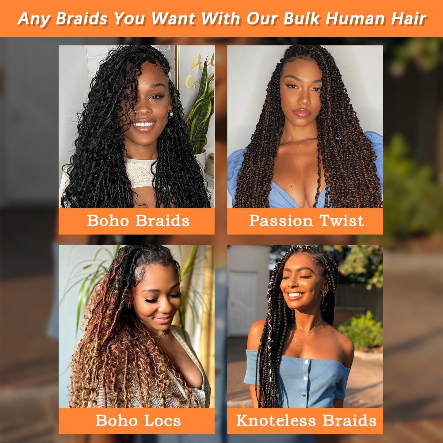 Human Braiding Hair Bulk Human Hair for Braiding No Weft Curly Braiding Hair 2 Bundle 100G Deep Wave Human Braiding Hair for Boho Braids Blonde Highlight Human Hair Braiding Hair,24inch P1b/27#