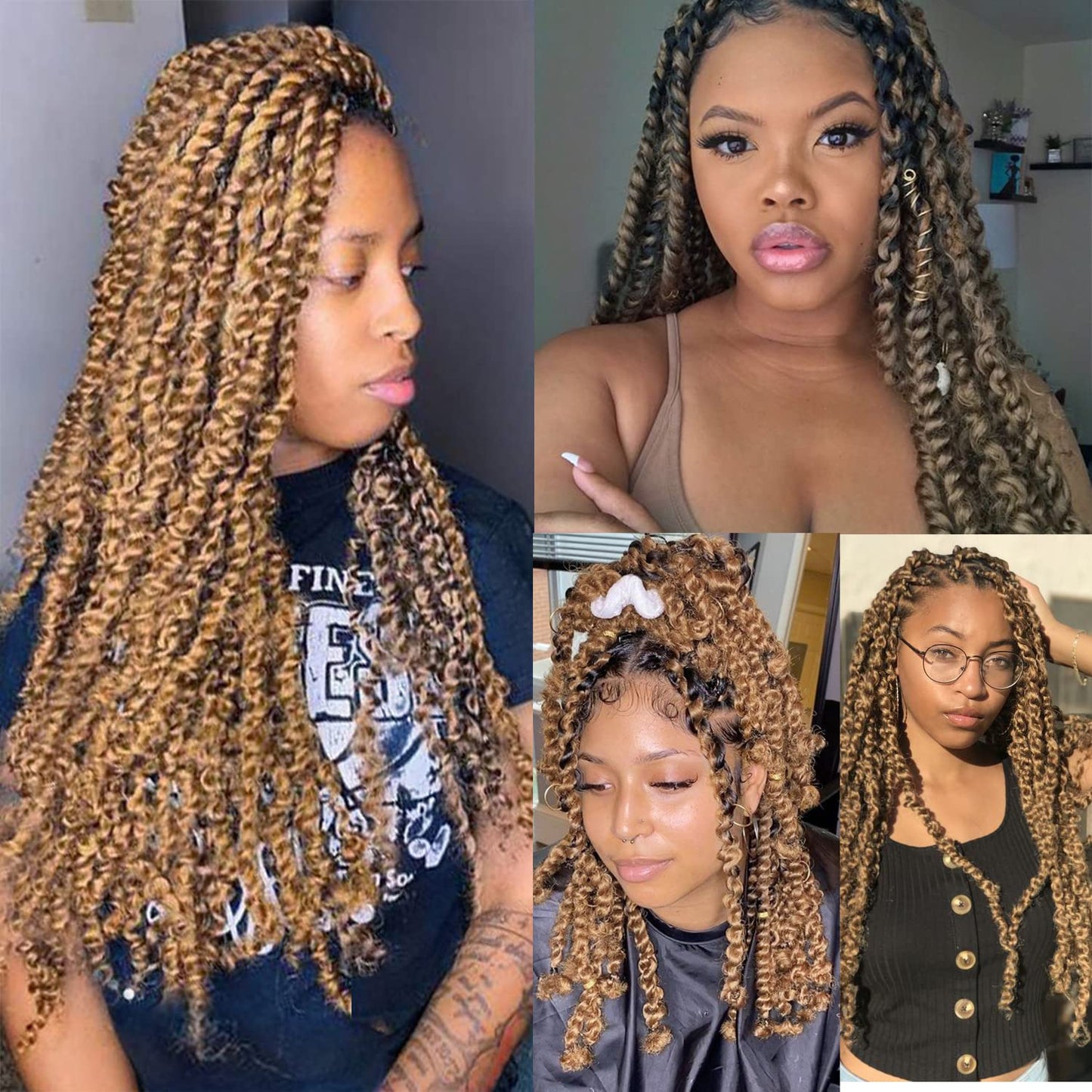 Ubeleco Blonde Passion Twist Hair,10 Inch Water Wave Crochet Hair For Women Short Passion Twist Crochet Hair Passion Twists Braiding Hair Curly Braiding Hair Extensions (10 Inch (Pack of 7), #27)
