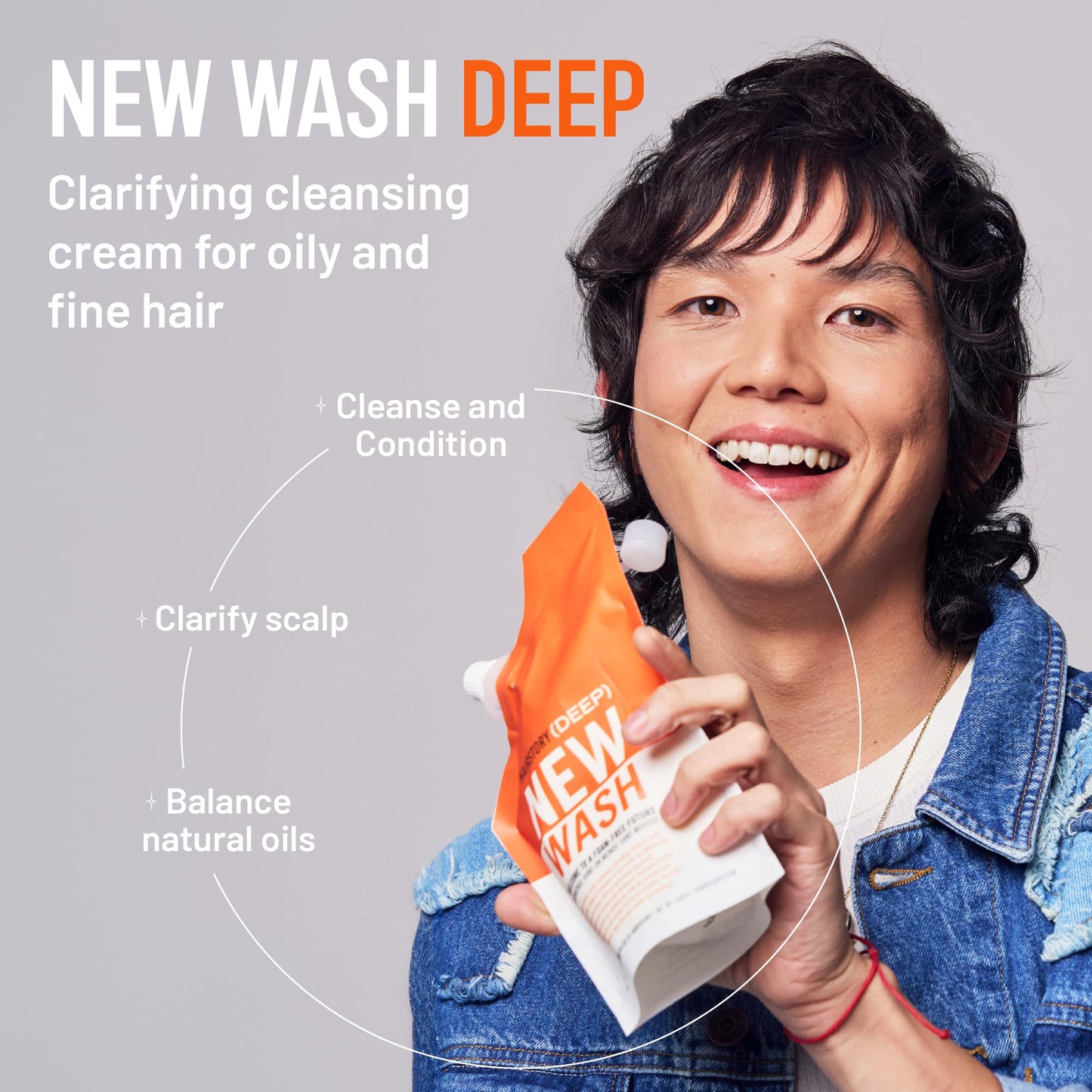 Hairstory Anti-Frizz Kit for Oily & Fine Hair, New Wash Deep & Hair Balm with Massaging Scalp Brush, Cleansing Cream with Leave-In Conditioner, Clarifies Scalp & Smooths Frizz