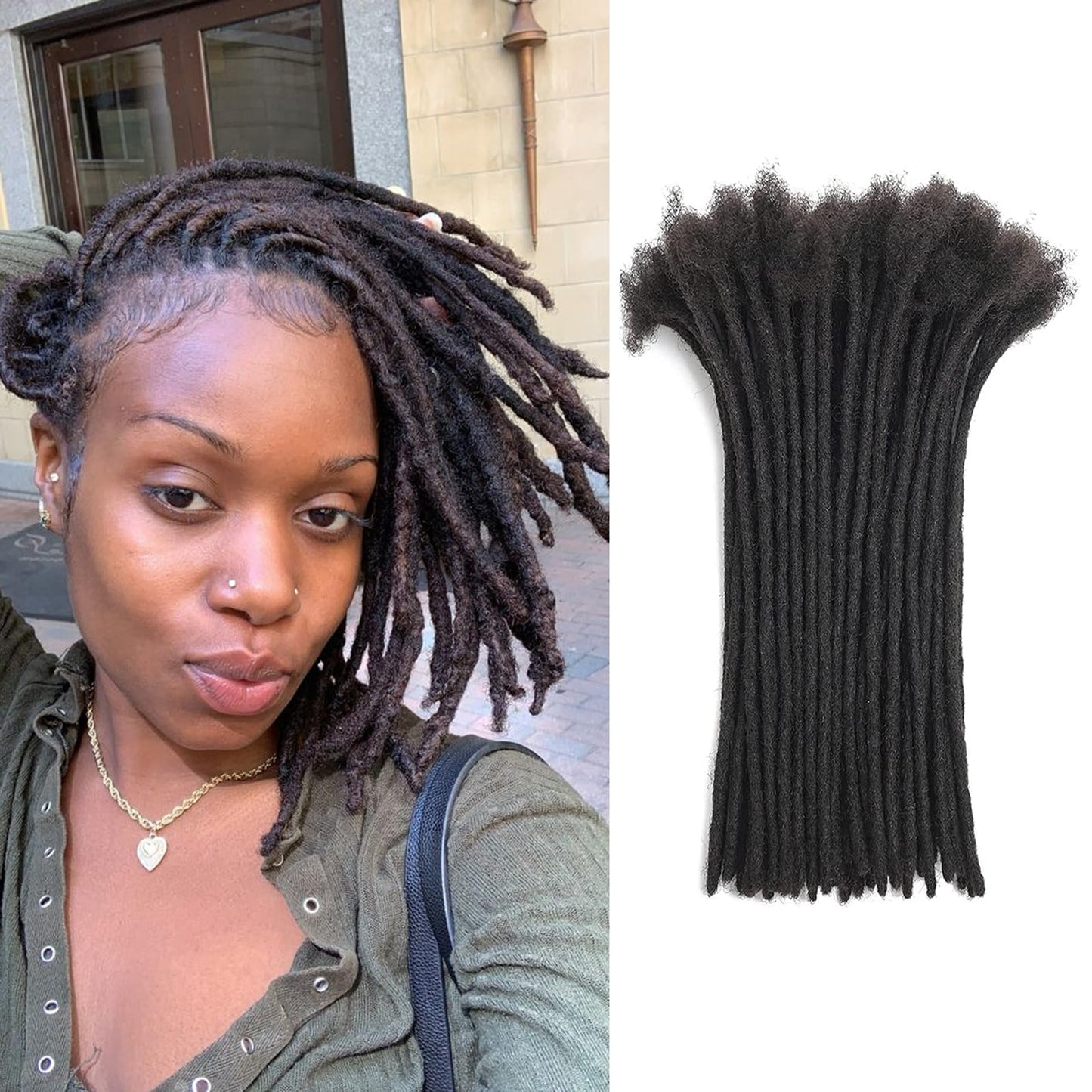 Loc Extensions Human Hair 4 Inch 0.6cm 60strands Locs Extensions Real Human Hair Natural Black for Women Men 100% Full Handmade Permanent Dreadlock Extensions Human Hair An Be Dyed Bleached Curled