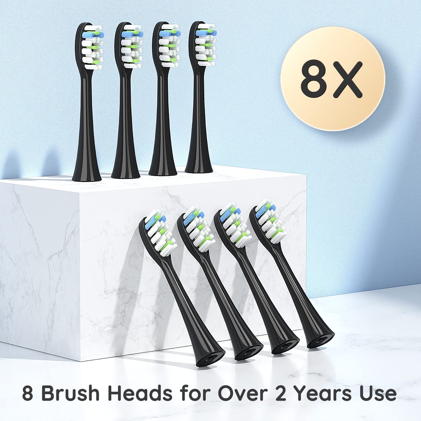 Sonic Electric Toothbrush, Sonic Toothbrush with 5X More Effective Cleaning Power, Rechargeable Electric Toothbrush with 8 Brush Heads, 4 Modes, Low Noise Design Electric Toothbrush for Adults