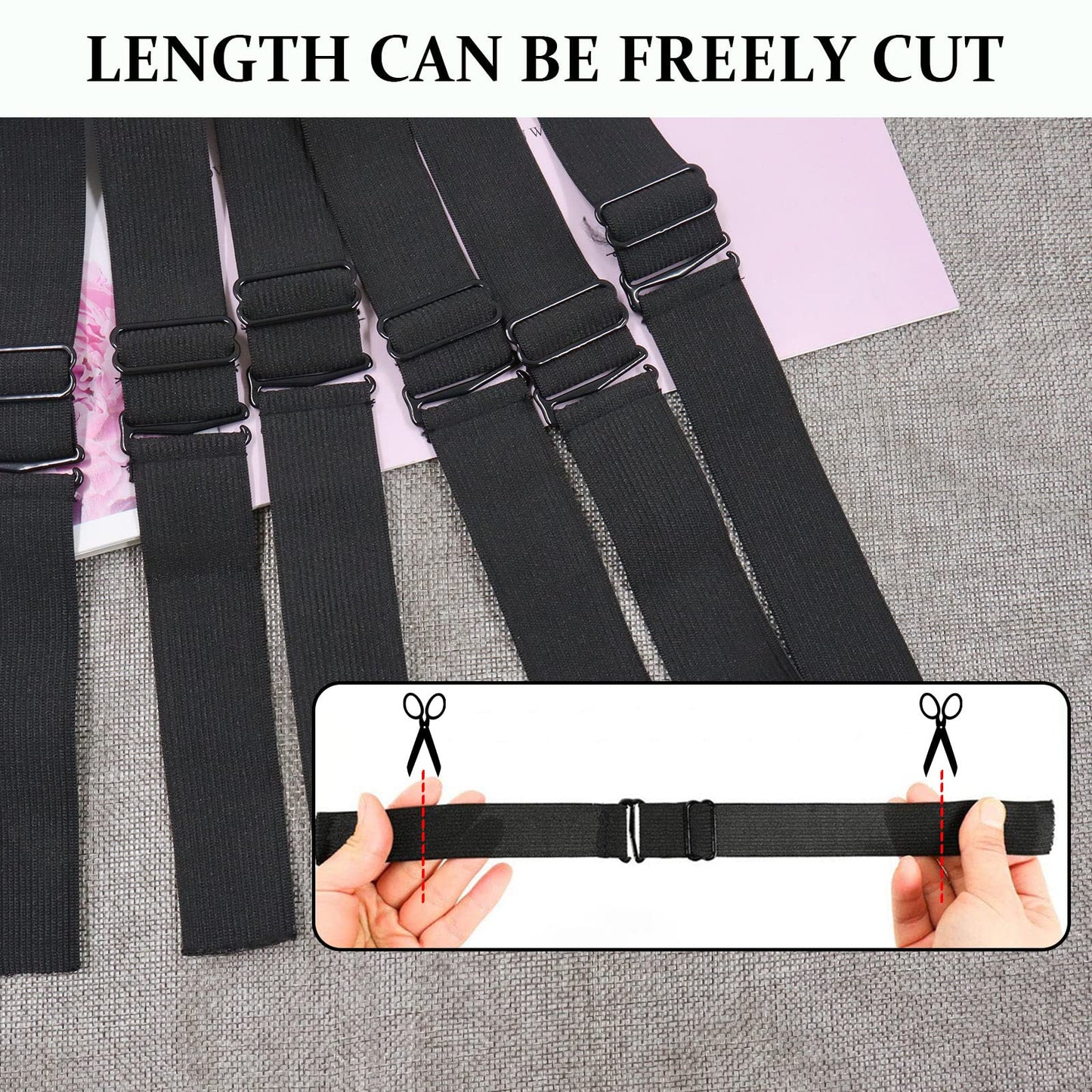 Modixun 15pcs Adjustable Elastic Band for Wigs, Glueless Wig Straps for Keeping Wigs in Place, Adjustable Wig Band Sewing for Making Wig and Wig Caps, 1.4in×12in