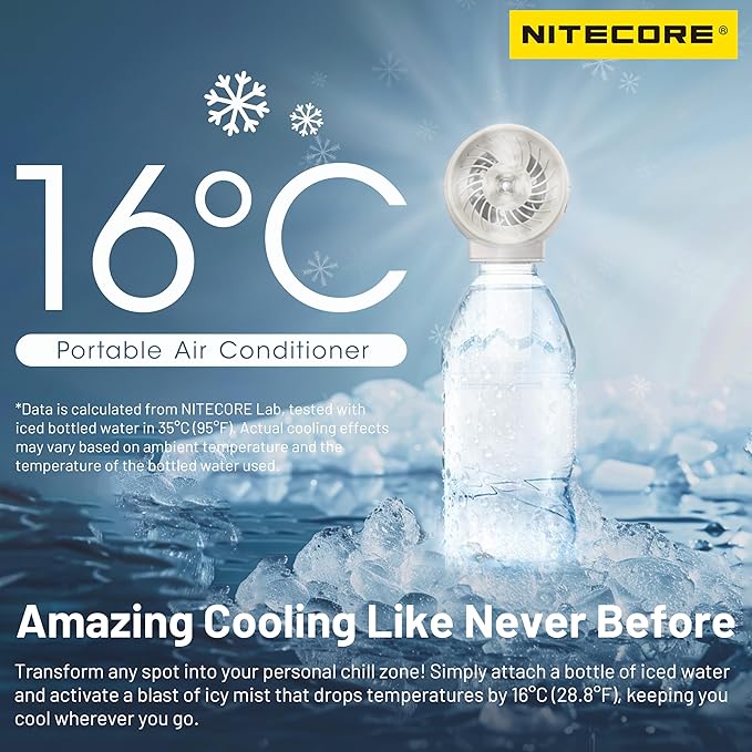 Nitecore izzCool 10 Pro Portable Air Humidifier Misting Fan Air Conditioner 4000mAh Water Spray Mist Cooling Fan Handheld Desktop (White)