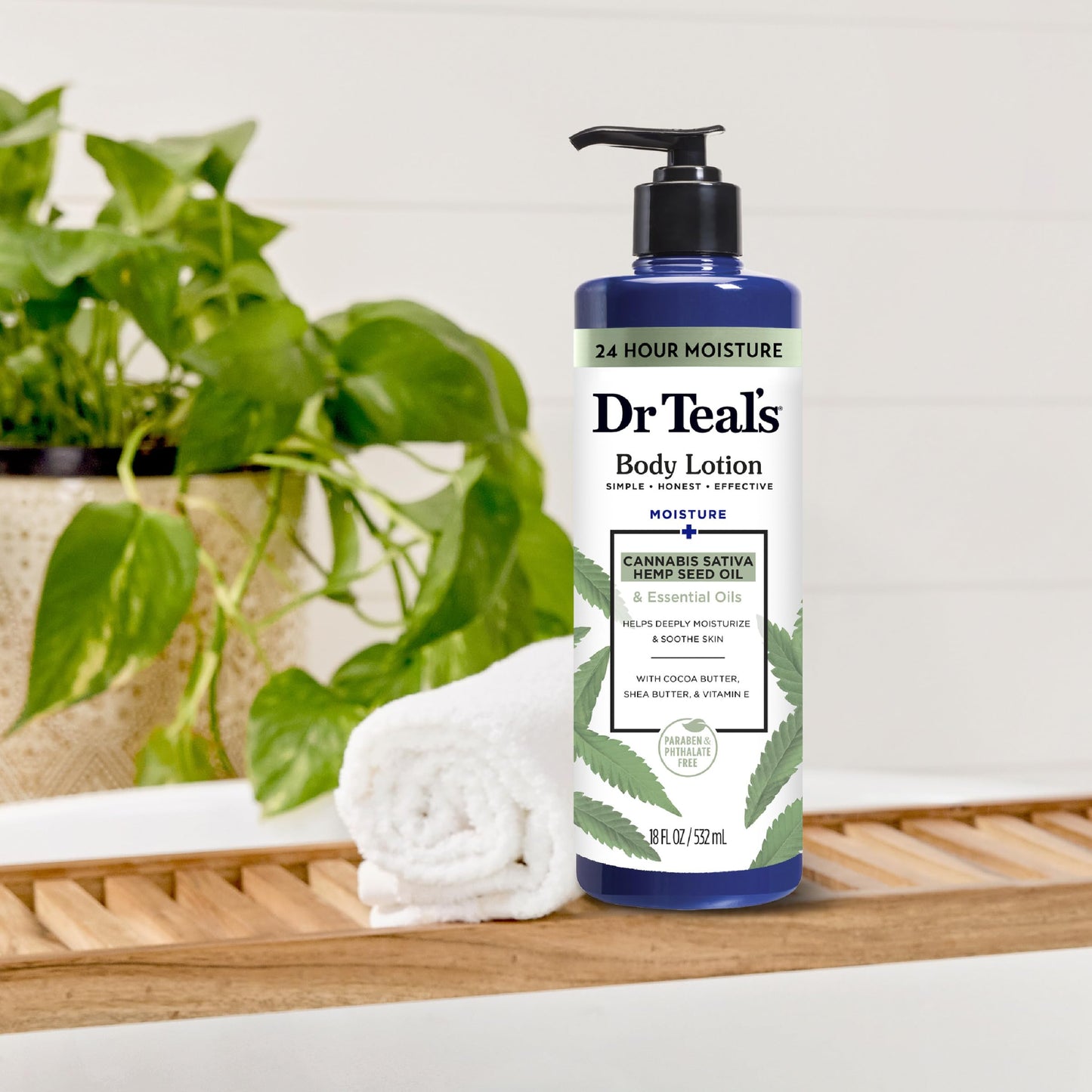 Dr Teal's Body Lotion, Cannabis Sativa Hemp Seed Oil & Essential Oils, 18 oz (Pack of 3)