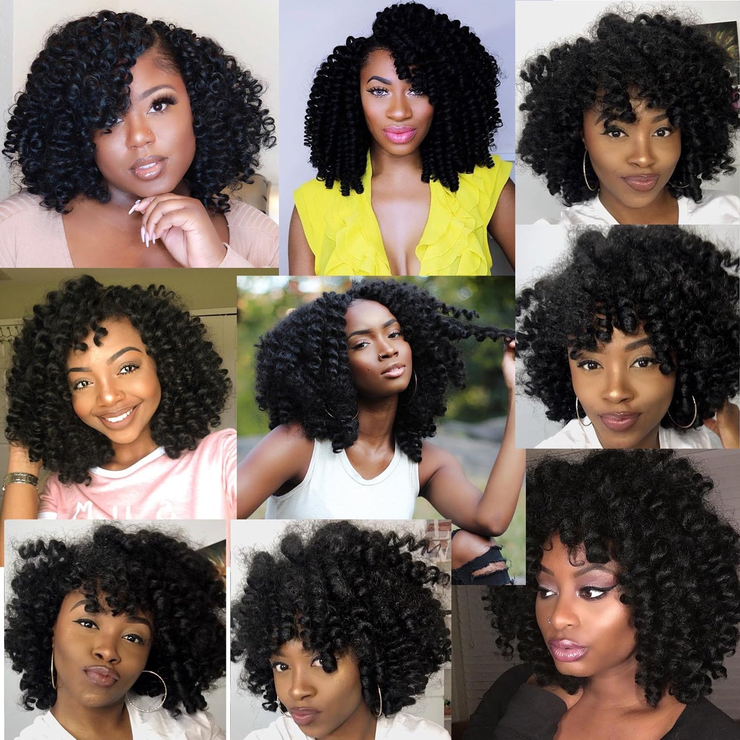 Crochet Braids Hair 8 Inch 3 Pack Jamaican Bounce Wand Curl Crochet Hair Synthetic Braiding Hair Extension Twist Crochet Hair (3 PCS,1BP30)