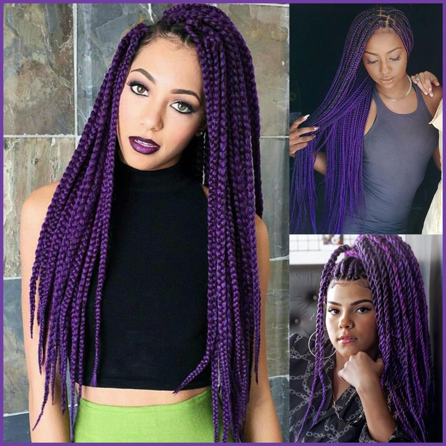 Lavender Purple Pre stretched Braiding Hair 8 Packs Pre feathered Braid Hair Extensions 30 Inches Hair Braids