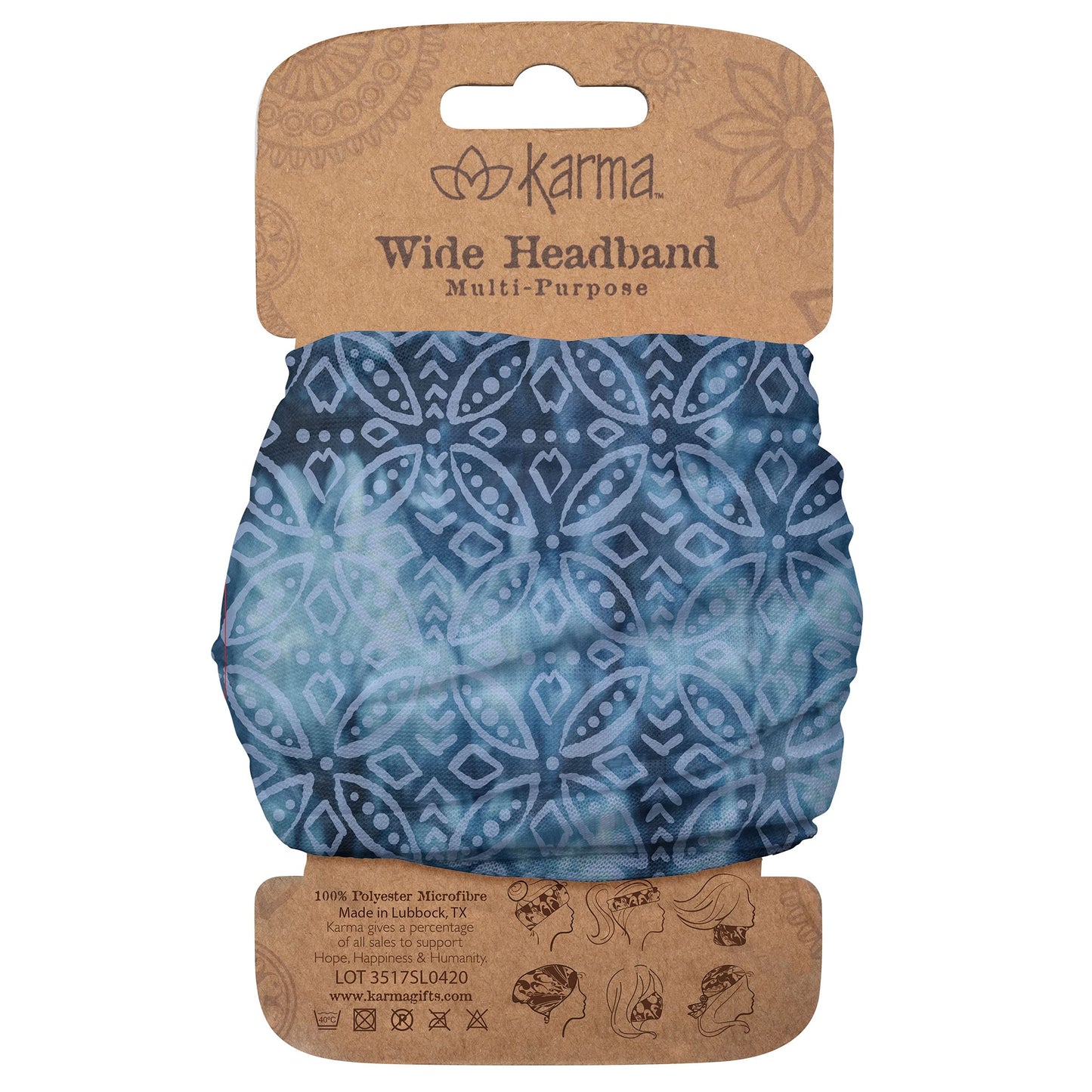 Karma Gifts Wide Headband, Indigo Medallion, 0.2 lb
