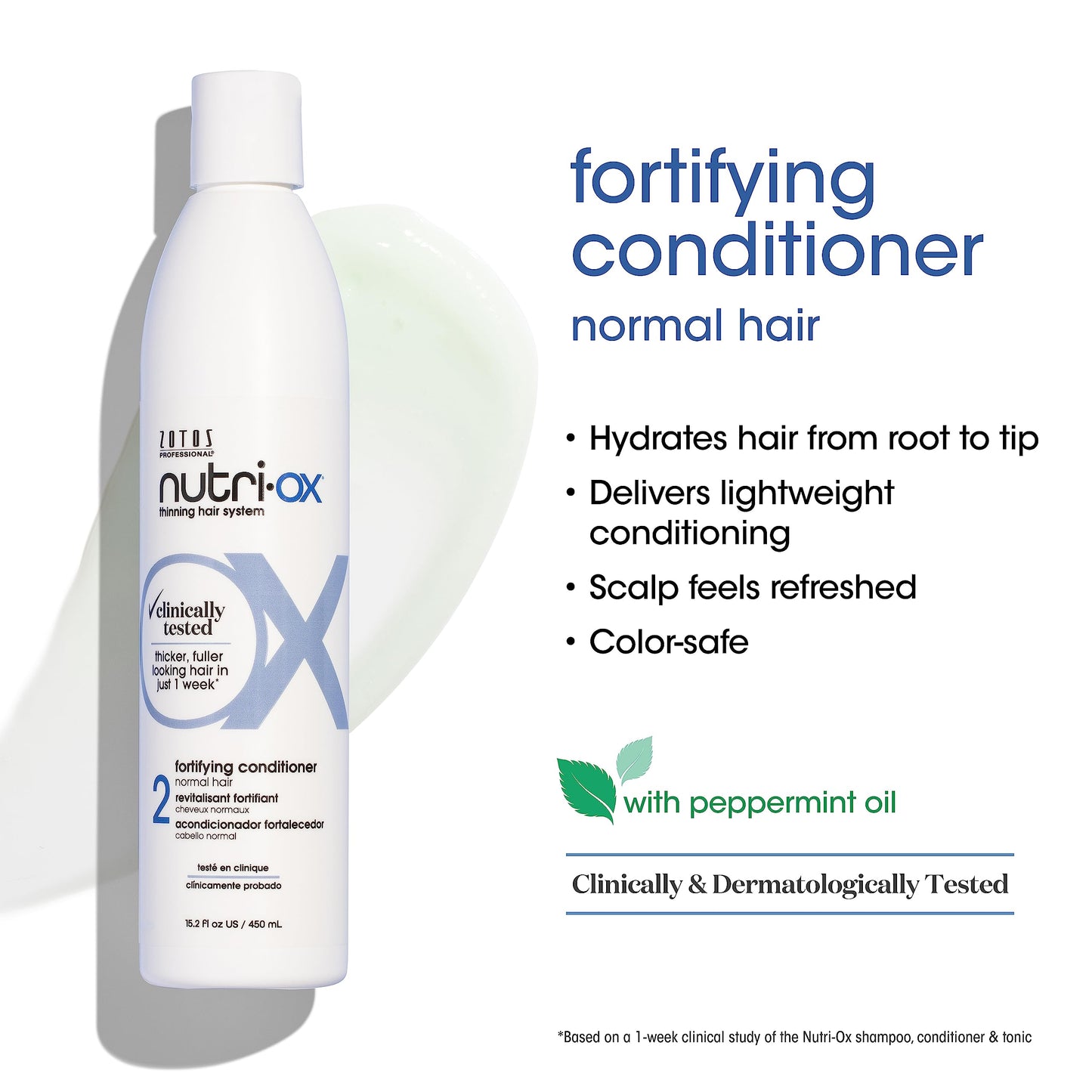 NUTRI-OX Gentle Shampoo & Conditioner & Tonic | Thicker, Fuller-Looking Hair | Normal Thinning Hair | Peppermint | Clinically & Dermatologically Tested | 33.8 Fl Oz