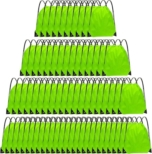 Drawstring Backpack Bulk 70Pcs String Backpack Drawstring Bags Cinch Bag Sackpack for Men Women Gym(Light Green)