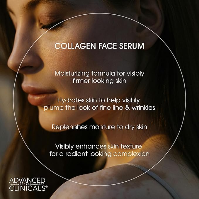 Advanced Clinicals Collagen Facial Serum + Turmeric Oil Face Serum Skin Care Set, Skin Plumping Anti Aging Serums For Face Help Brighten Skin Complexion, Fight Fine Lines, & Wrinkles, 2-Pack Bundle