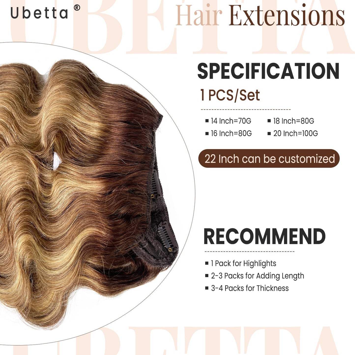 Clip in Hair Extensions,20 Inch Ombre Brown Balayage Caramel Blonde Hair Extensions Body Wave Clip in Hair Extensions Real Human Hair Clip ins Extensions Double Weft Hair Extensions for Thin Hair