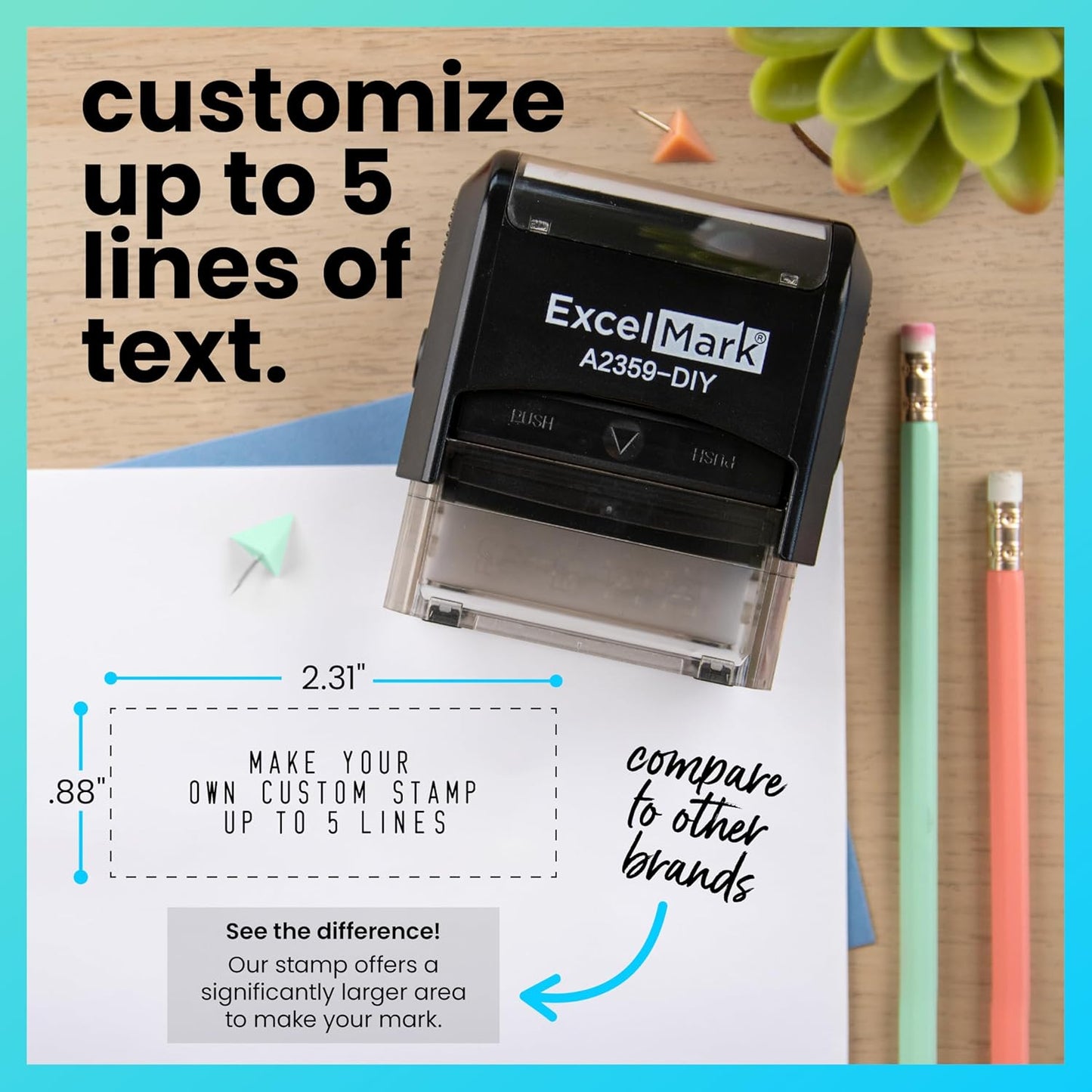 ExcelMark Self-Inking DIY Custom Rubber Stamp Kit - Personalized Stamper for Business or Home - Address Stamp, Message Stamp, and More (Black)