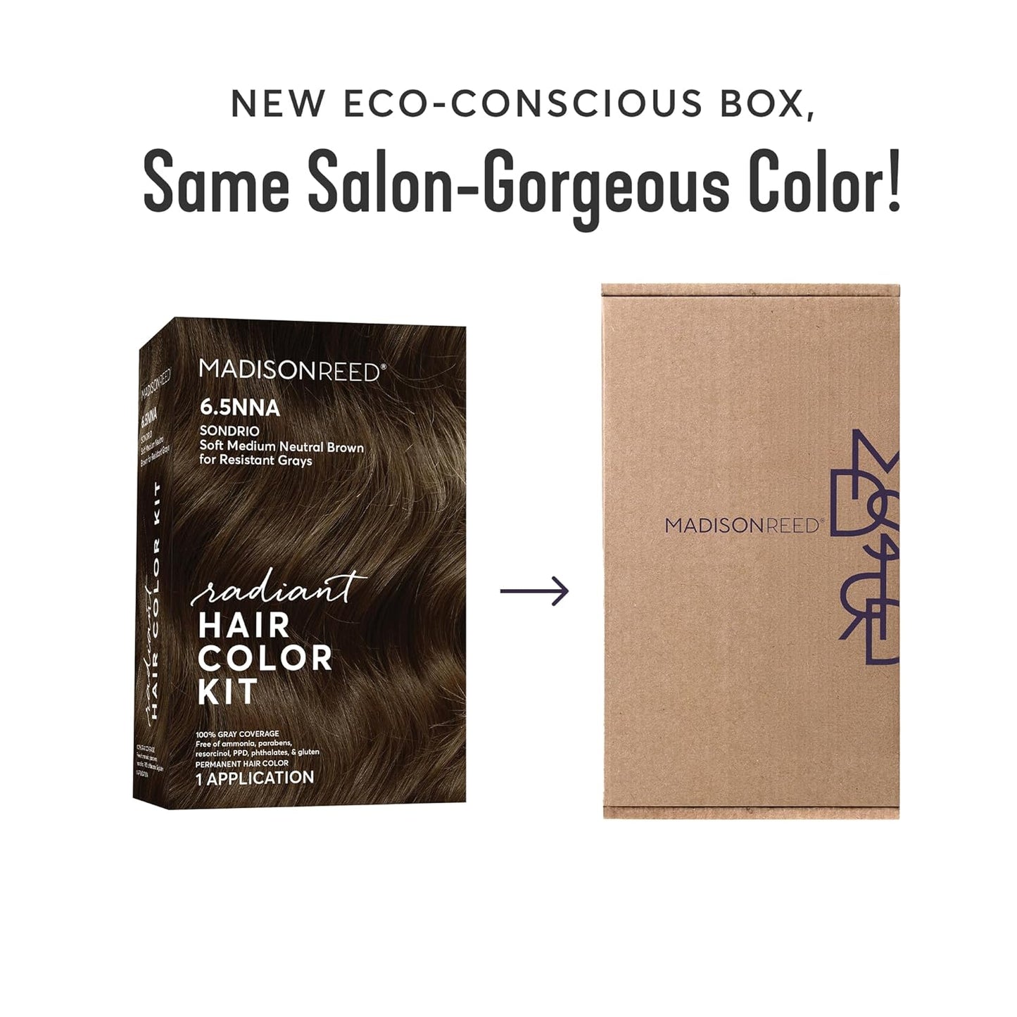 Madison Reed Radiant Hair Color Kit | 6.5NNA Medium Neutral Brown (Sondrio) 100% Maximum Gray Hair Coverage | Salon-Quality Permanent Hair Dye for Resistant Grays | PPD-Free & Ammonia-Free |1 Pack