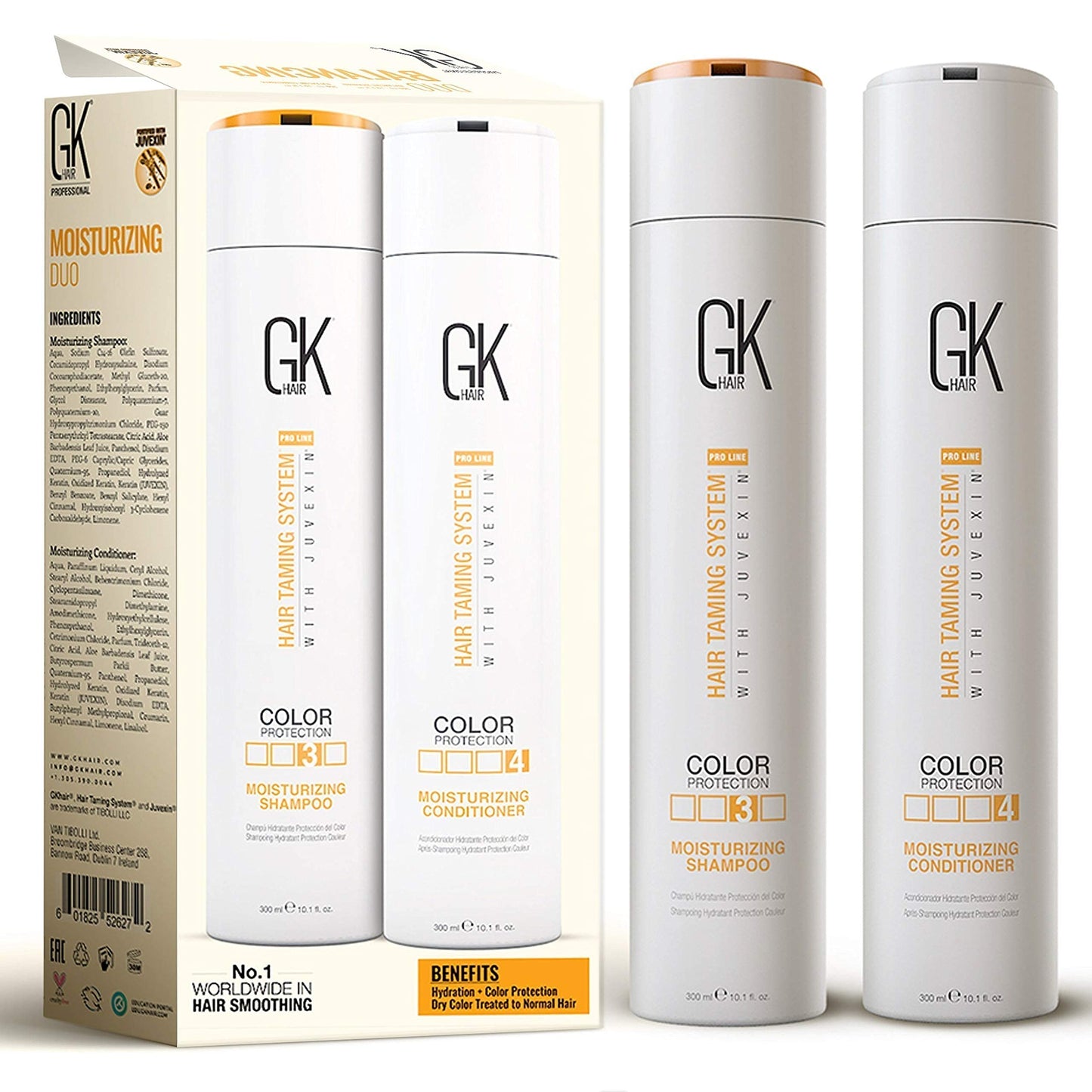 Global Keratin GK Hair Moisturizing Shampoo and Conditioner Set 300ml I Leave in Conditioner Spray (120ml/4 fl. oz)