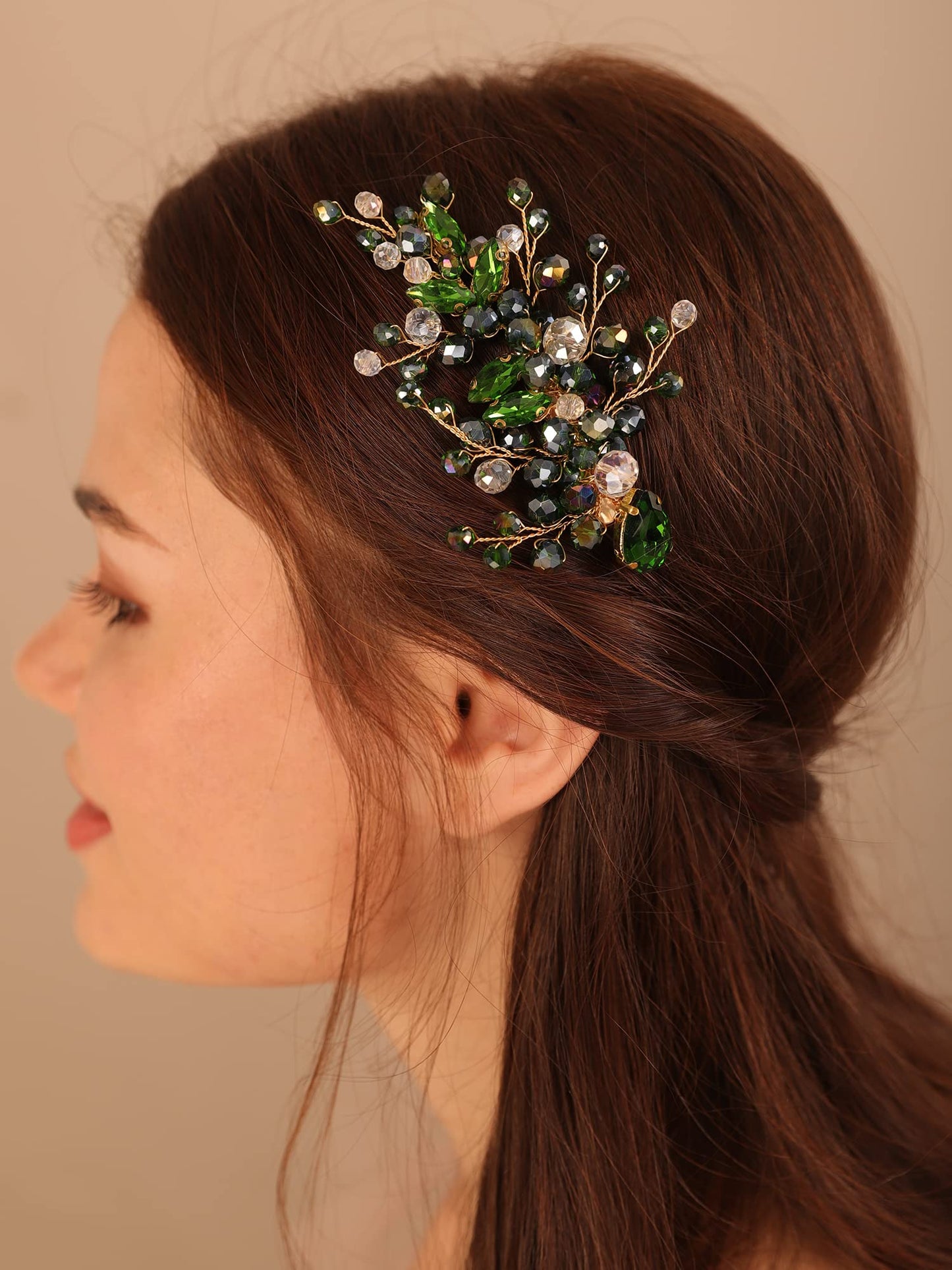 Kercisbeauty Black Crystal Hair Piece for Women and Girls Wedding Bridal Hair Clips Boho Cute Rhinestones Hair Accessory (Black)