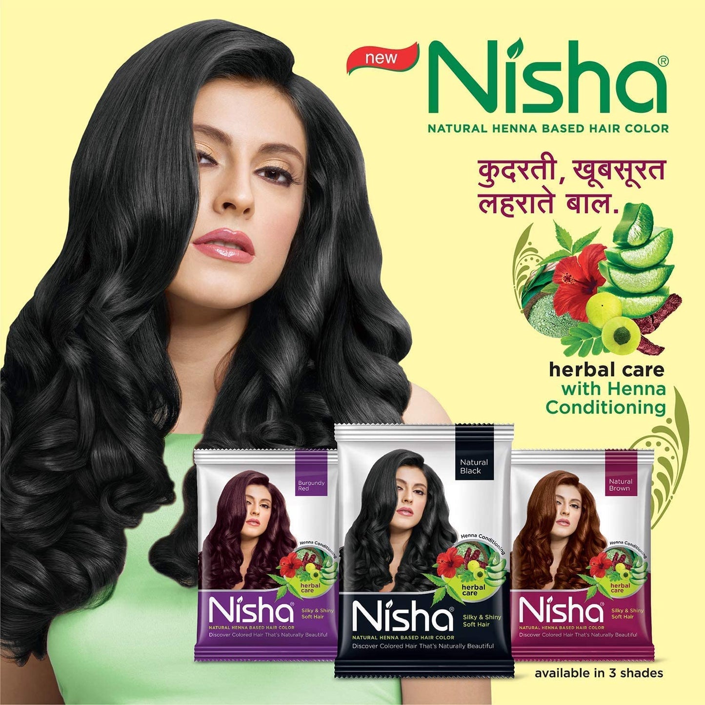 Nisha Henna Based Color Dye For Hair (0.88 Ounce (Pack of 10), Natural Black)
