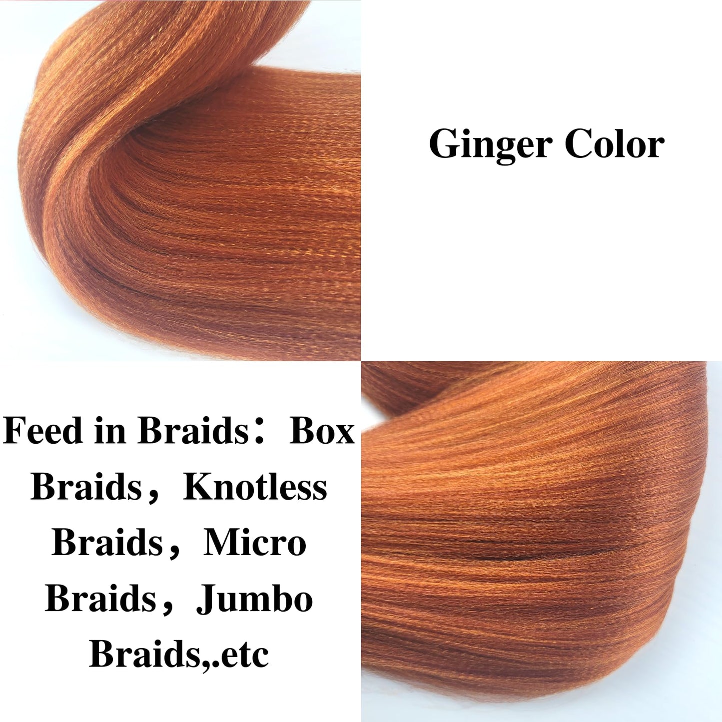 Copper Red Braiding Hair Pre stretched Box Braiding Hair Extensions Feed in Braids