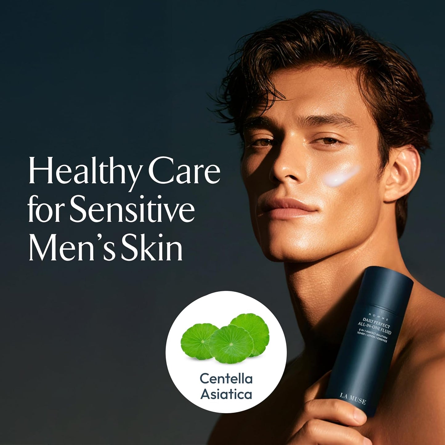 LA MUSE Homme Daily All-in-One Face Moisturizer for Men | 3-in-1 Toner, Lotion, Essence | Lightweight, Hydrating After-Shave Lotion for Oily & Sensitive Skin | Korean Skincare | Travel Size