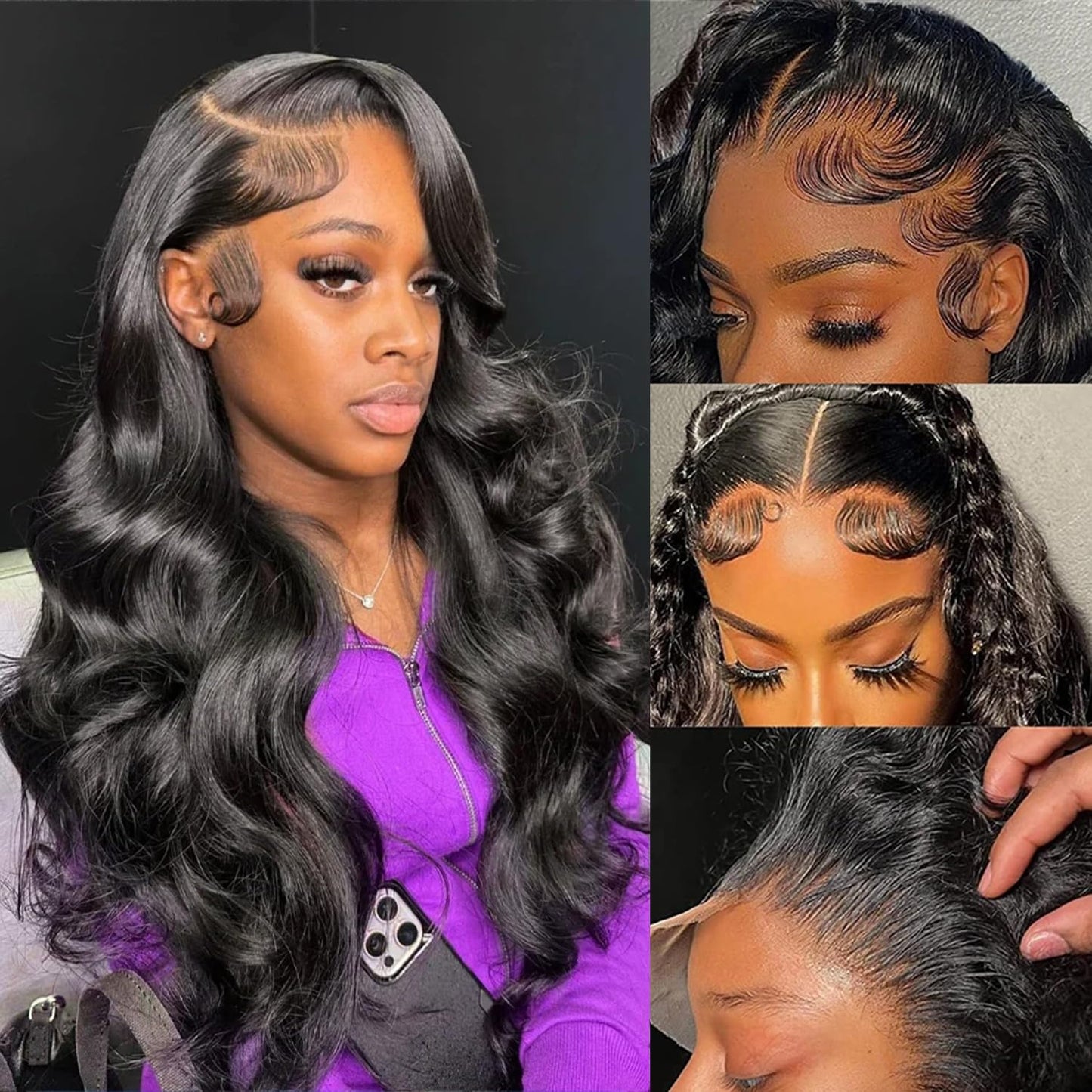 JIELIFA 13x6 Body Wave Lace Front Wigs Human Hair Pre Plucked Glueless Wigs Human Hair 180% Density HD Transparent Lace Frontal Wigs Human Hair for Black Women Body Wave Wig 20 Inch