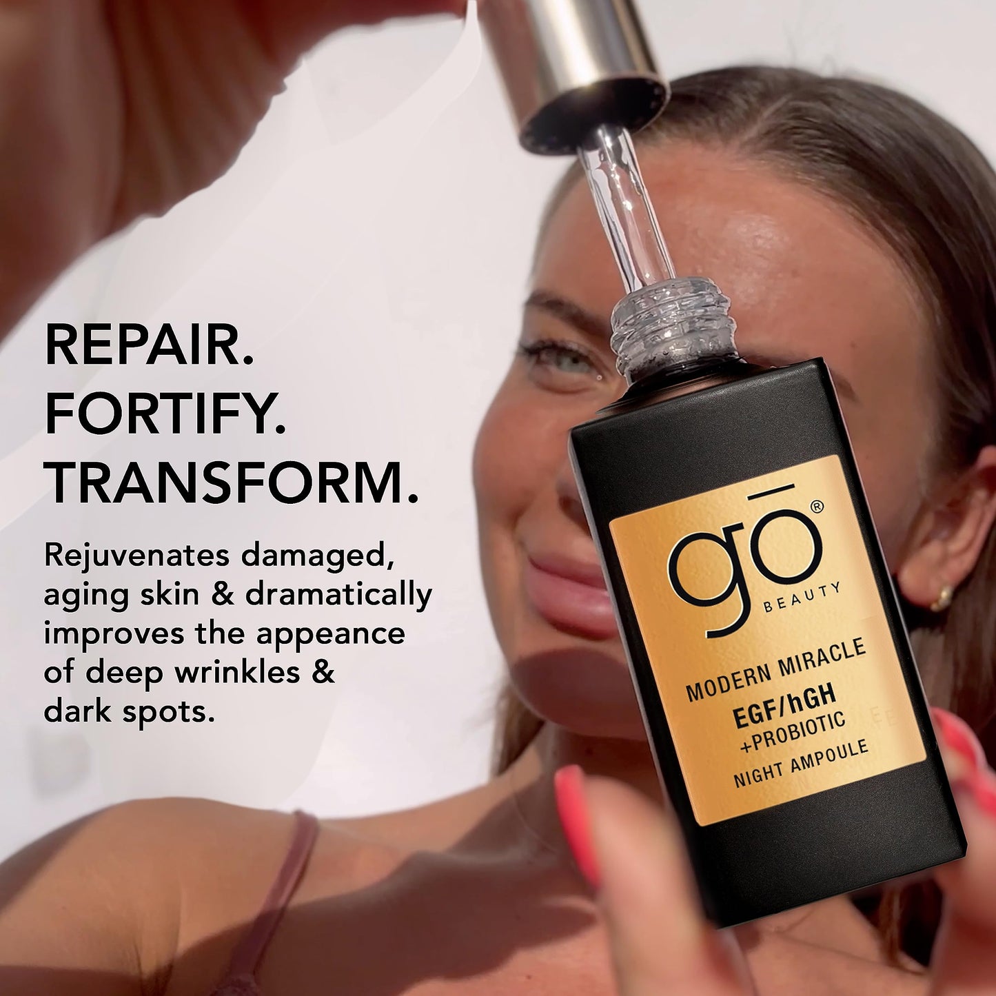 Go Beauty Double EGF Peptides Repairing Serum – with Active Prebiotics, Snail Secretion & Arbutin – for Aging, damaged Skin, Collagen Production & Skin Elasticity – Modern Miracle, 1 fl. oz.