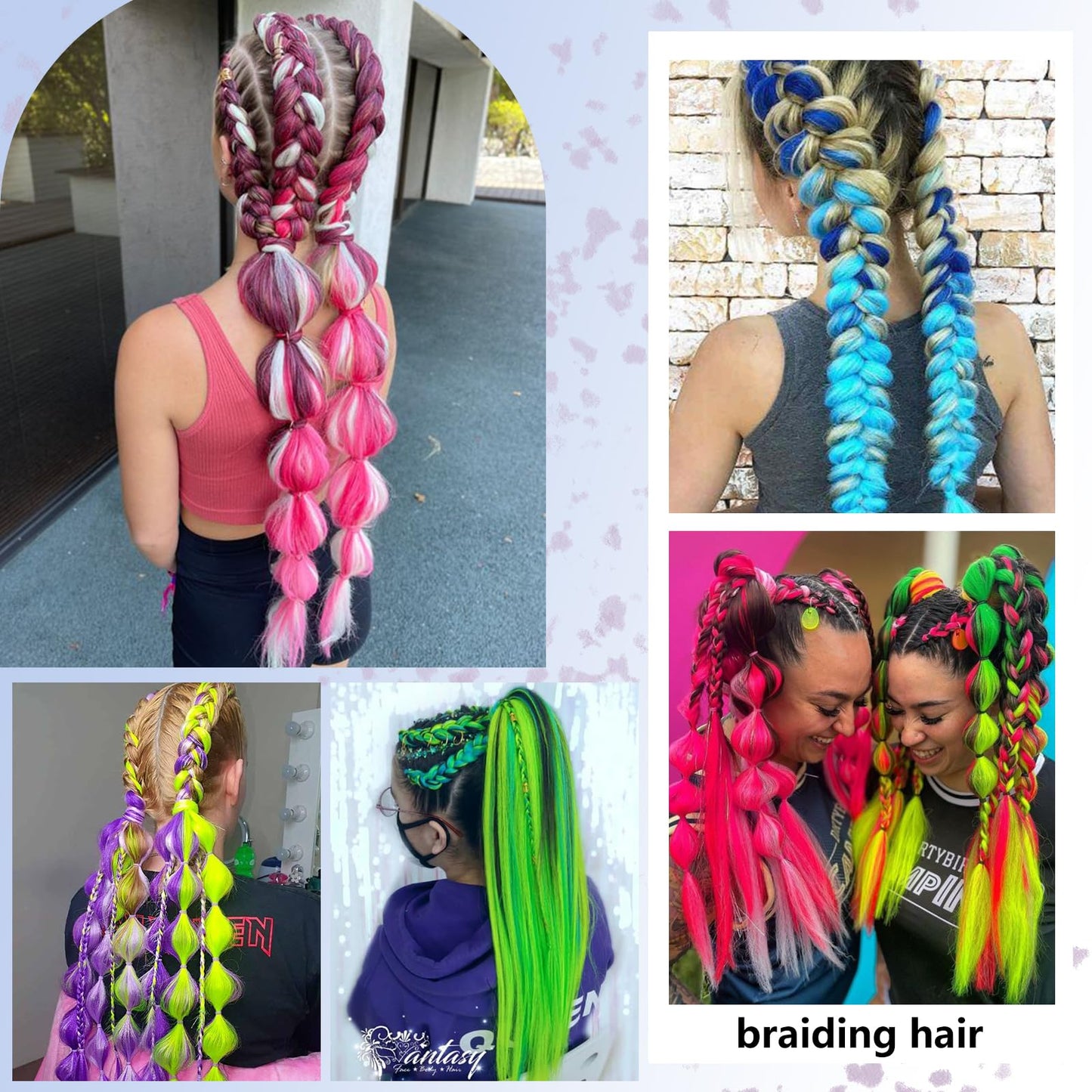 Ombre Purple-Light Blue-Lavender Pre Stretched Braiding Hair 30 Inch Braiding Hair 2 Packs Pre Feathered Hair Extensions Yaki Texture Braids Hair Easy to Use