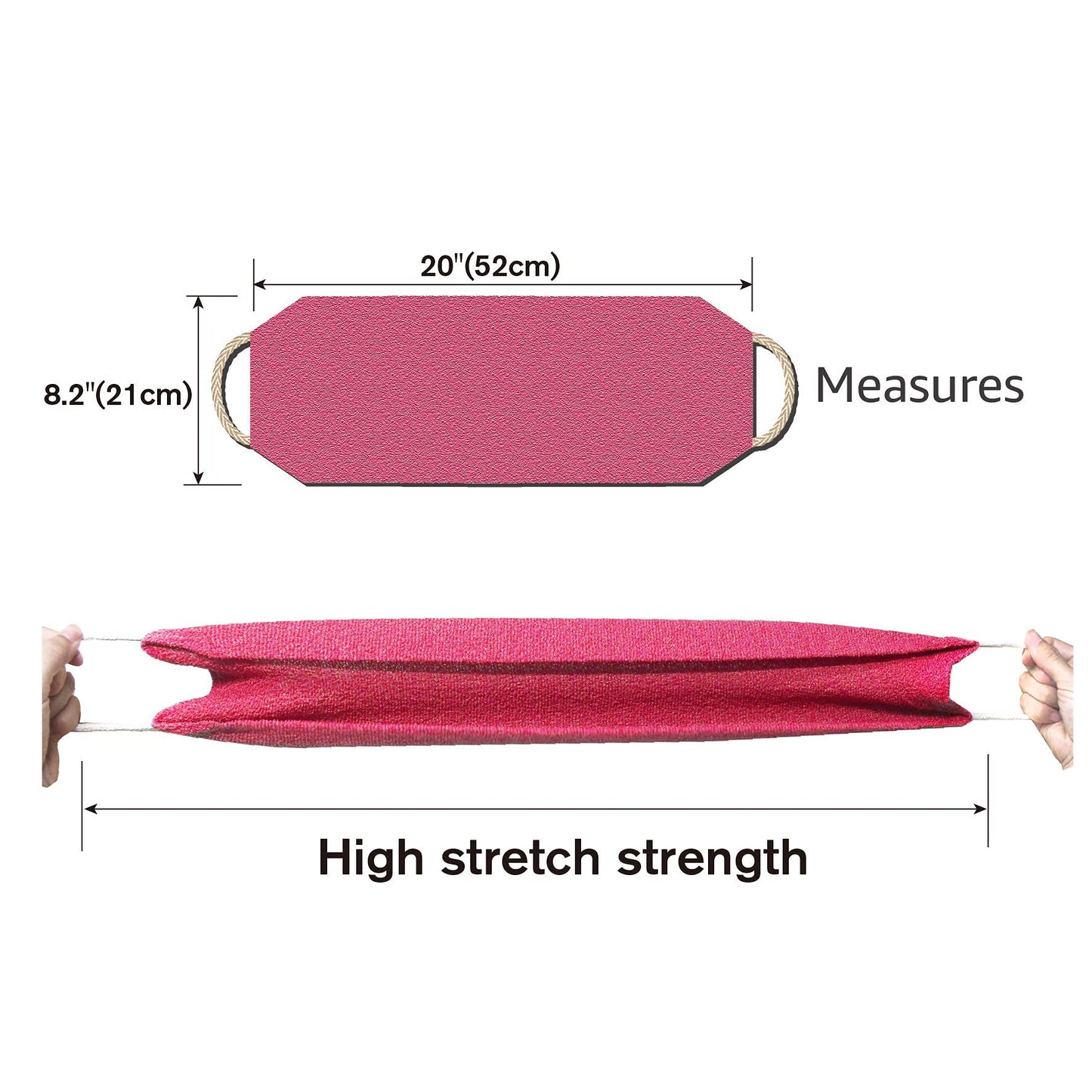 Evridwear Exfoliating Back Scrubber with Handles Two Sides for Body Shower Deep Cleans Skin Massages Invigorating Blood Circulation Men Women One Size (Pink)