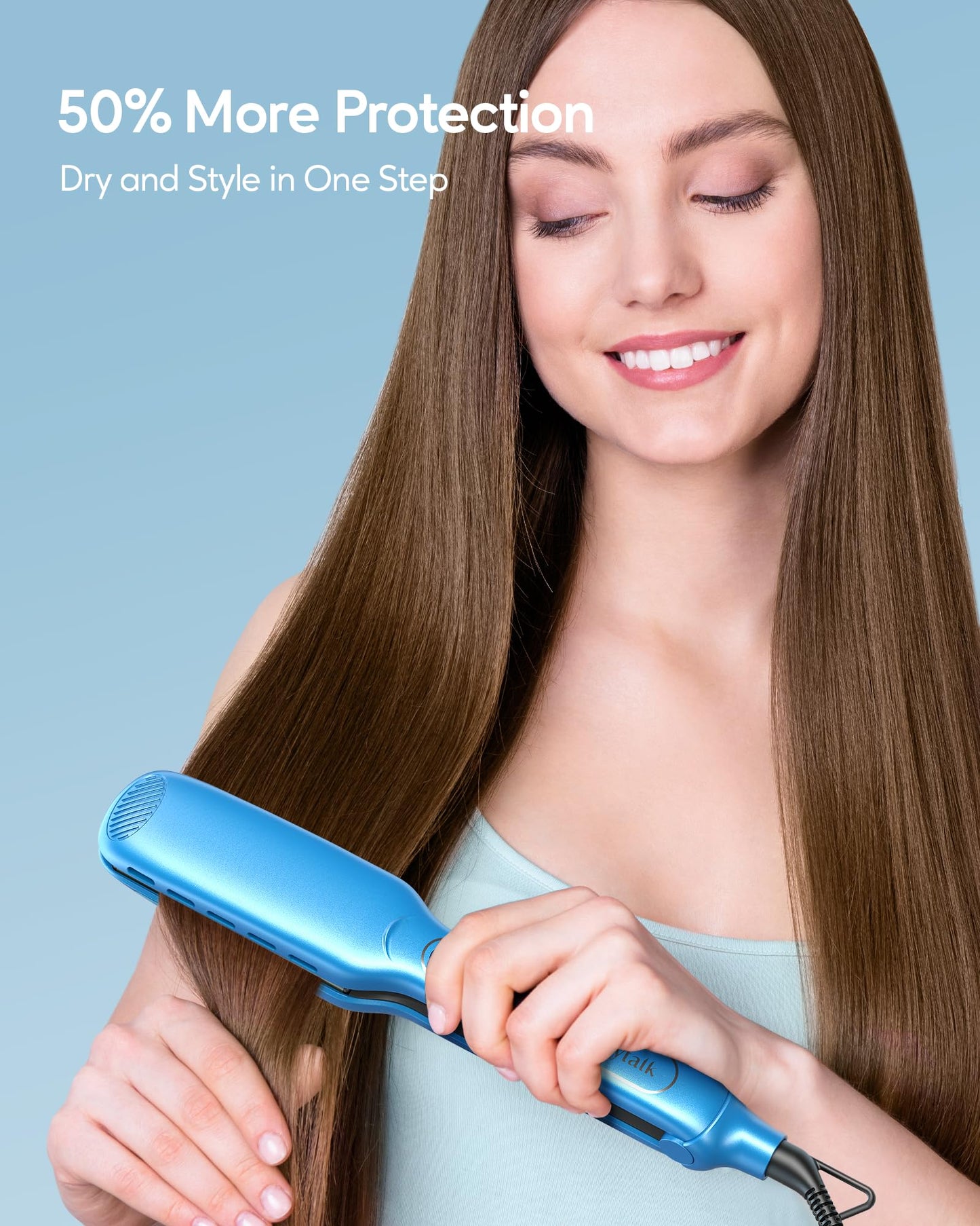 Wavytalk Professional Hair Dryer Blow Dryer with Diffuser and Concentrator for Curly Hair 1875W Ionic Salon Hair Dryer and 1.7 Inch Wide Titanium Flat Iron