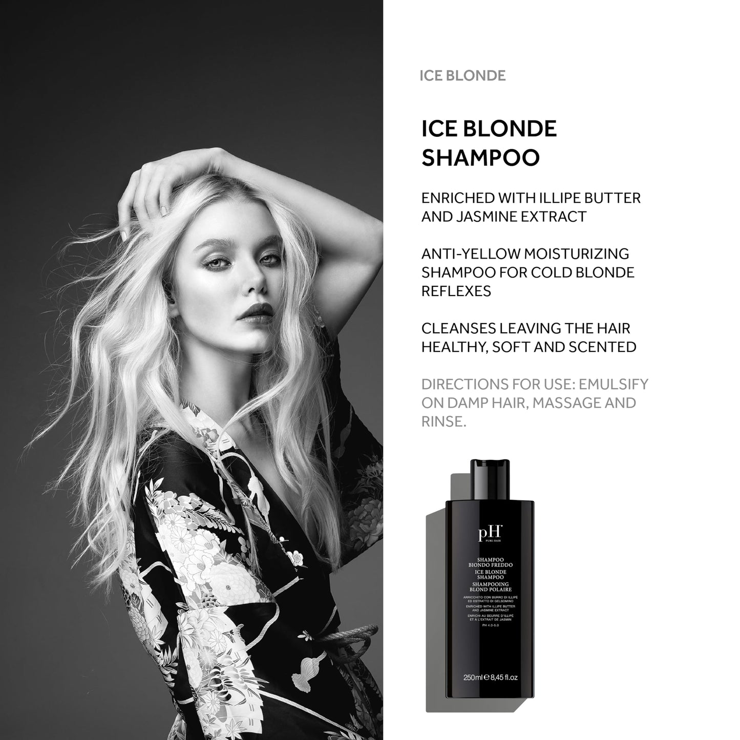 pH Labs Ice Blonde Shampoo & Leave-In Detangler Spray for Blonde Hair – Clarifying Shampoo with Illipe Butter and Jasmine Extract, Sulfate-Free, Fragrance Infused for Softness & Shine - 8.45 oz
