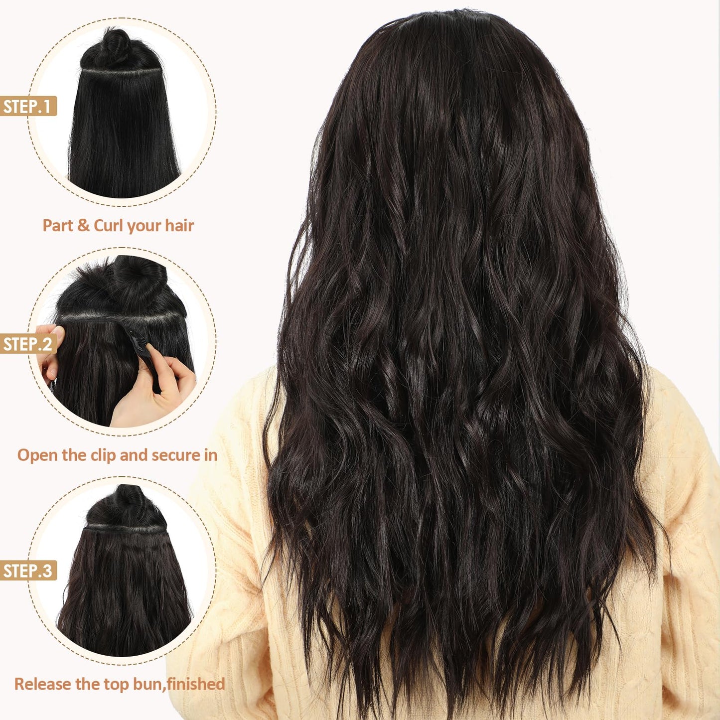 Clip in Hair Extensions for Women - 20 Inch Long Wavy Brown Extensions, 6PCS Chestnut Brown Hairpieces that Blend Naturally with Your Real Hair (20 Inch, Chestnut Brown)