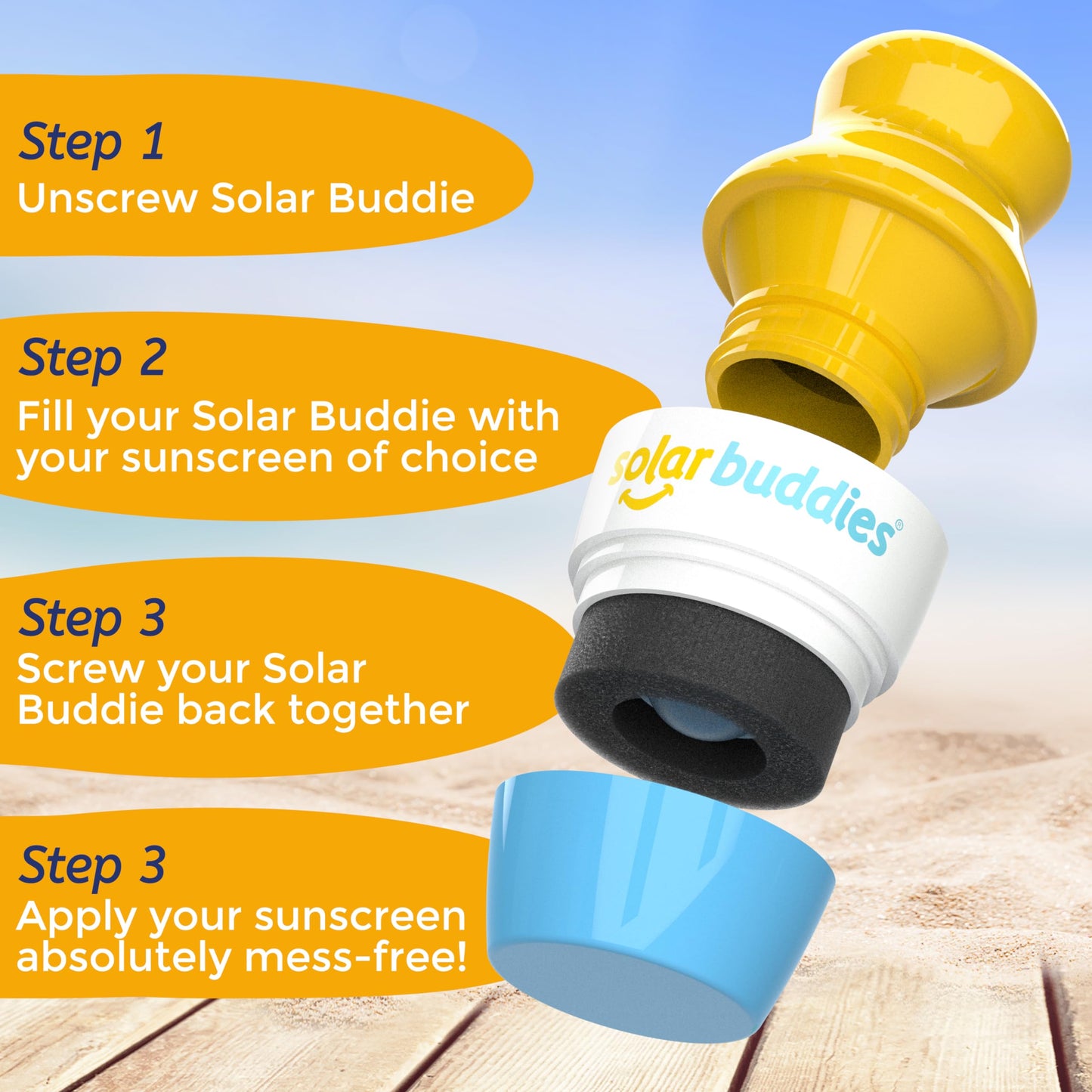Duo Green Blue Pack Of Solar Buddies Refillable Roll On Sponge Applicator For Kids, Adults, Families, Travel Size Holds 100ml Travel Friendly for Sunscreen, Suncream and Lotions