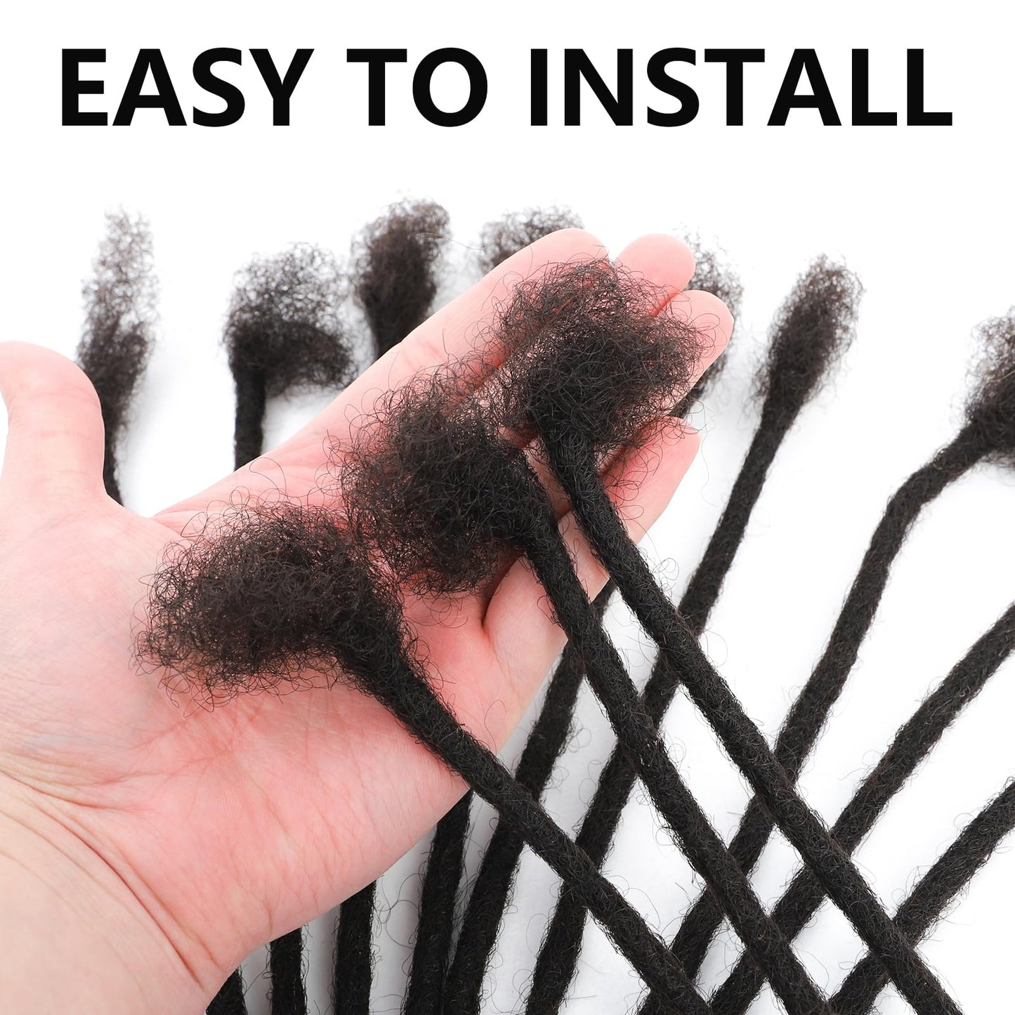 Loc Extensions Human Hair 4 Inch 0.6cm 60strands Locs Extensions Real Human Hair Natural Black for Women Men 100% Full Handmade Permanent Dreadlock Extensions Human Hair An Be Dyed Bleached Curled