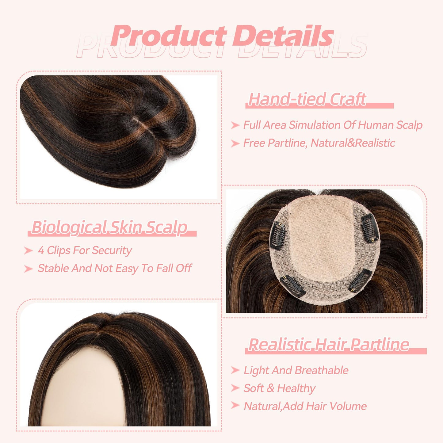 Lovenea Hair Toppers for Women Real Human Hair 14 inch Straight Human Hair Toppers with No Bangs 13X13 cm Skin Scalp Base for Thinning Hair Top Hair Pieces Remy Hair Topper (P1B/4#, 14 Inch)