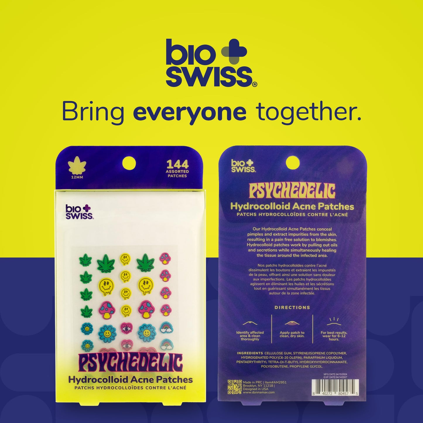 BioSwiss Pimple Patches, Psychedelic Shaped Acne Patch for Zits and Blemishes, Hydrocolloid Spot Stickers for Face and Skin, 144 Count