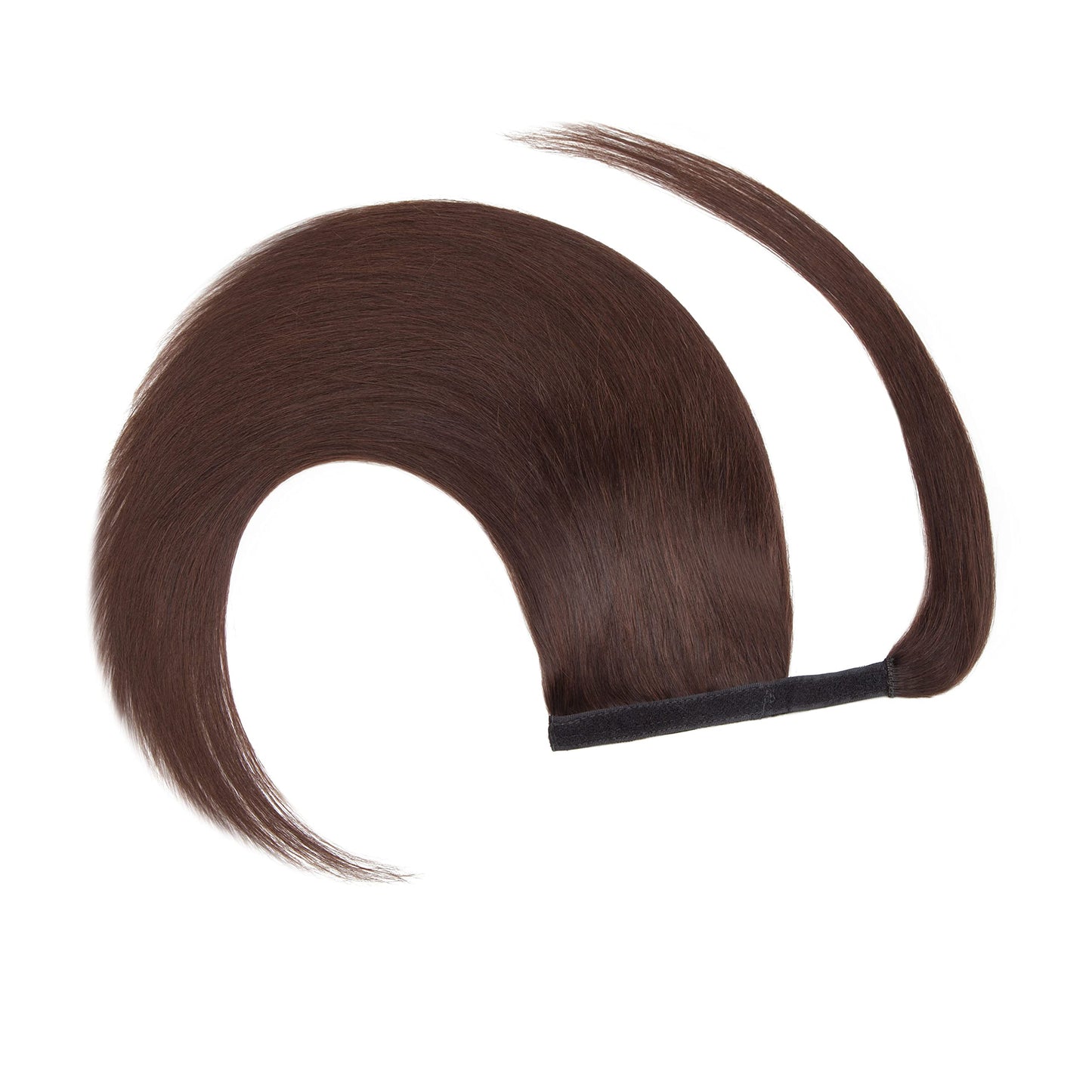 Human Hair Ponytail Extensions Dark Brown Wrap Around Ponytail Human Hairpiece for Women 20 Inch Long Straight Magic Paste Binding Pony Tail Clip in with Comb #2