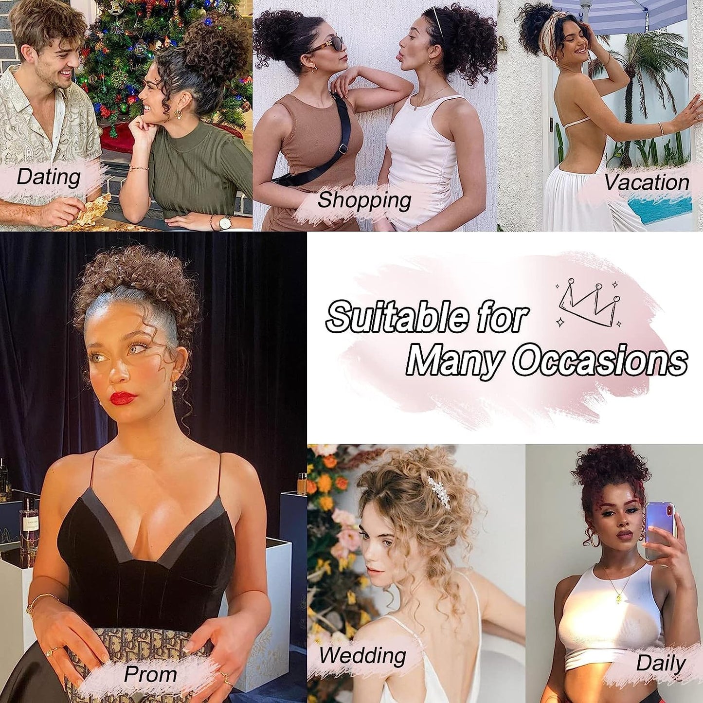 Short Gray kinky Curly Messy Bun Drawstring Ponytail for Black Women Afro Grey Ombre Curly Ponytail Extension Synthetic Messy Kinky Curly Afro Puff Drawstring Ponytail Fluffy Curly Ponytail 1B/Grey