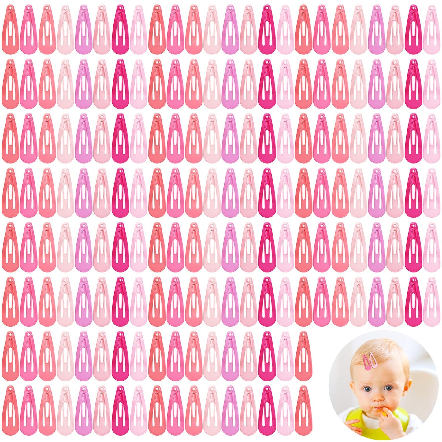 Cindeer 180 Pcs Snap Hair Clips Small Metal Barrettes Thin Hair Girls Hair Pins for Toddler Kids Women Accessories Salon Supplies (Pink Purple Color,1.2 Inch)