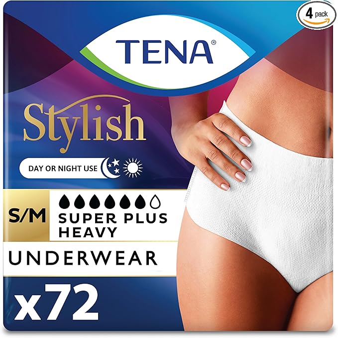 Tena Incontinence & Postpartum Underwear for Women, Super Plus Absorbency - Small/Medium - 56 Count