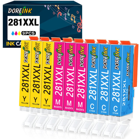 CLI-281XXL 9 Color Pack Compatible Replacement for Canon 281 Ink Cartridges for TR8520 TR8620 TS6320 TS9120 TS8320 TS6320 TS6220 TR7520 TS6120 (3Cyan, 3Magenta, 3Yellow) 9Pack