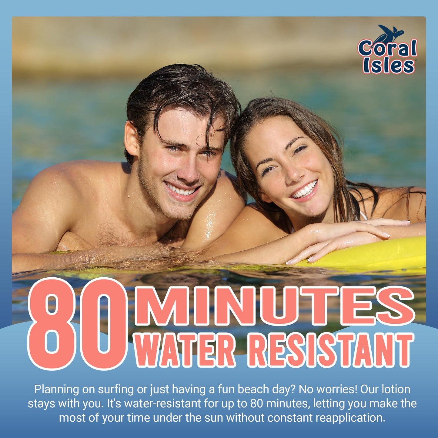 Coral Isles Sunscreen SPF 50 | Hawaii Compliant as Reef Safe | Octinoxate & Oxybenzone Free | Broad Spectrum UVA/UVB Protection | Water Resistant 80 Min. | Fragrance Free | 32 Fl Oz Quart w/Pump