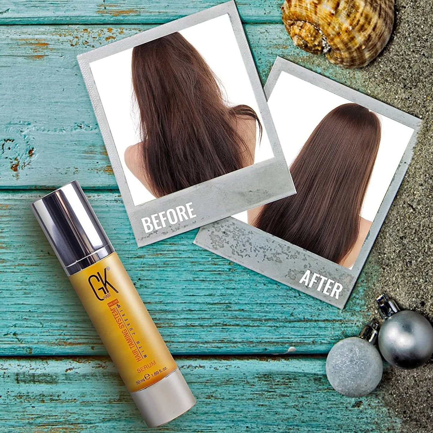 GK Hair Global Keratin Balancing Shampoo and Conditioner 300ml Set & Organic Argan Oil Hair Serum 50ml For Frizz Control Dry Damage Hair Repair